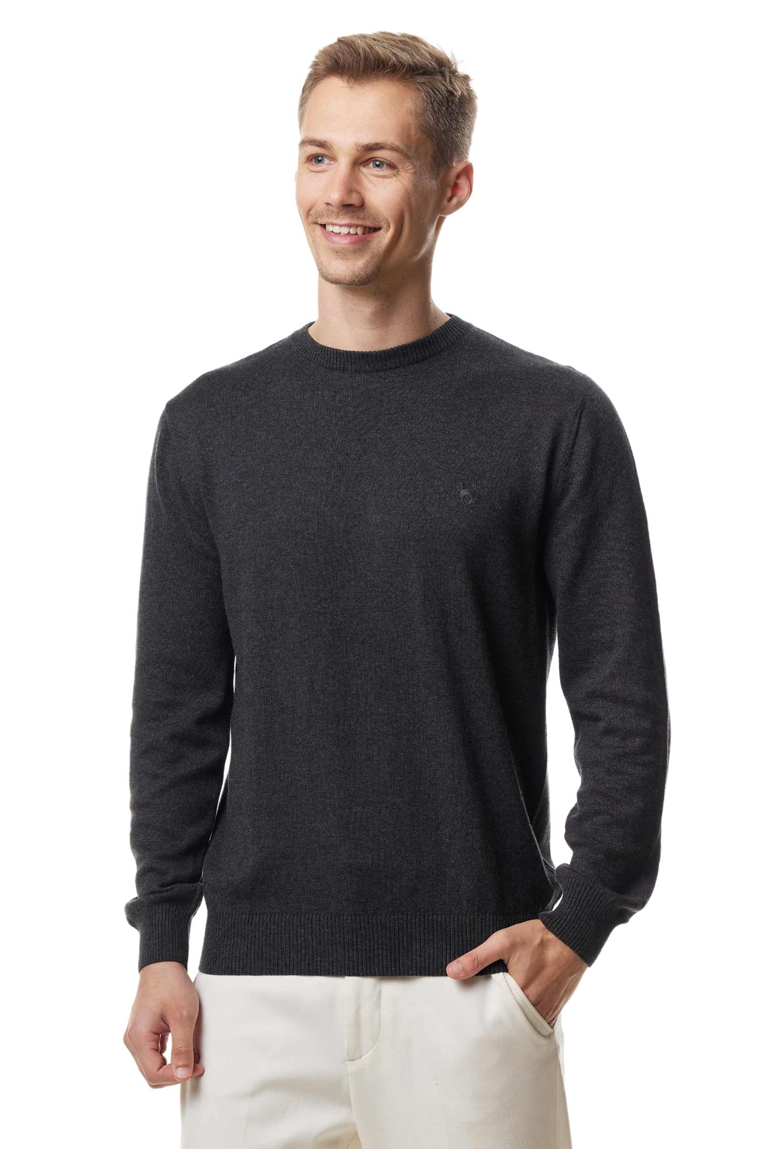 Alpaka Pullover BASIC aus 100% Baby Alpaka-anthrazit