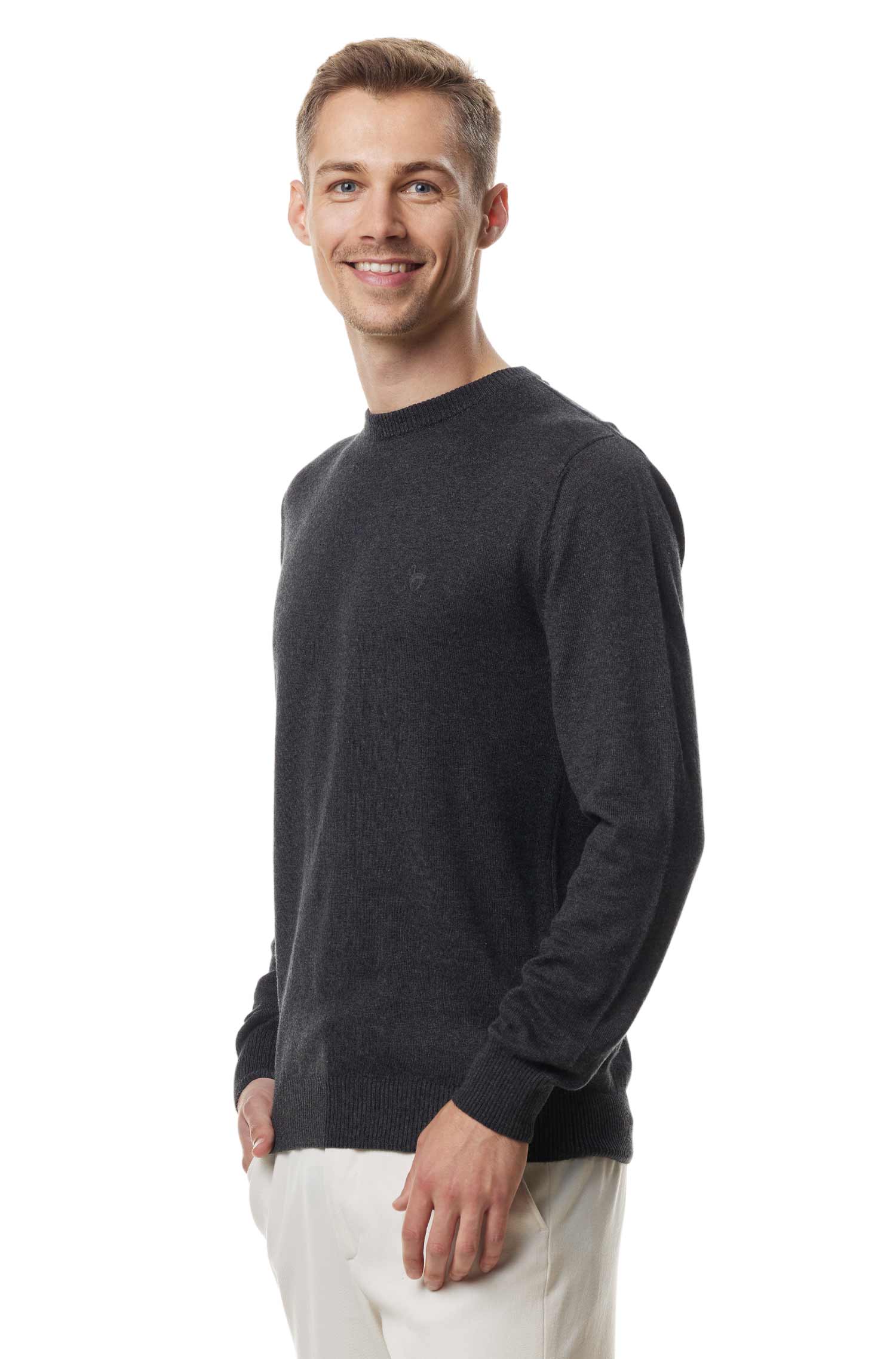 Alpaka Pullover BASIC aus 100% Baby Alpaka-anthrazit