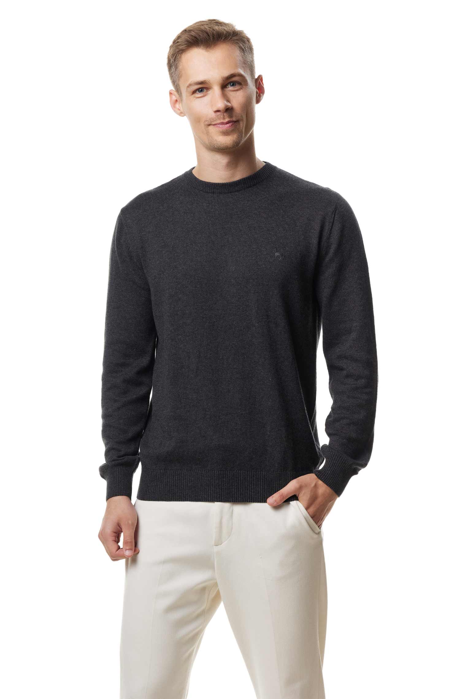 Alpaka Pullover BASIC aus 100% Baby Alpaka-anthrazit