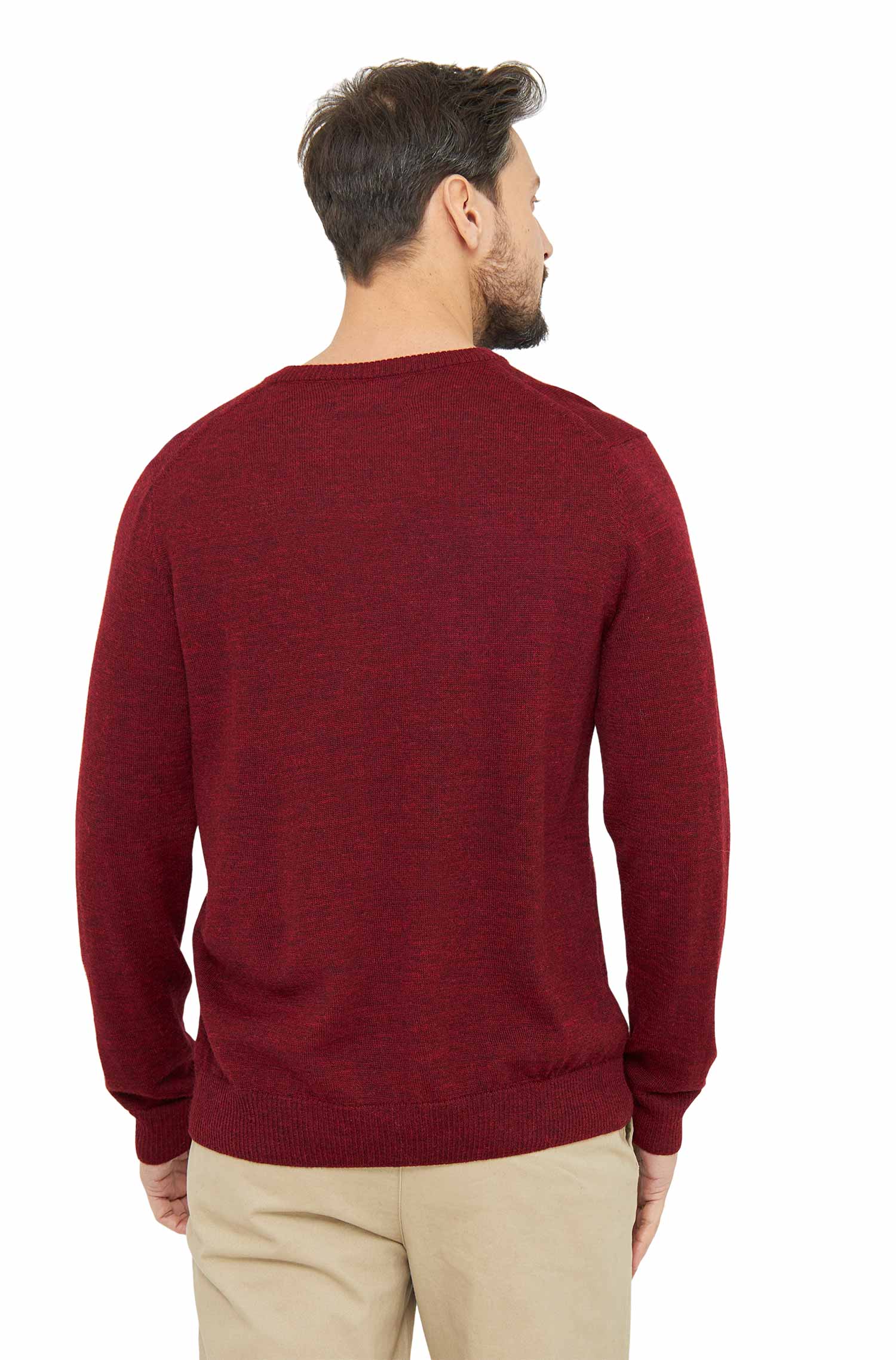 Alpaka Pullover BASIC aus 100% Baby Alpaka-rot meliert
