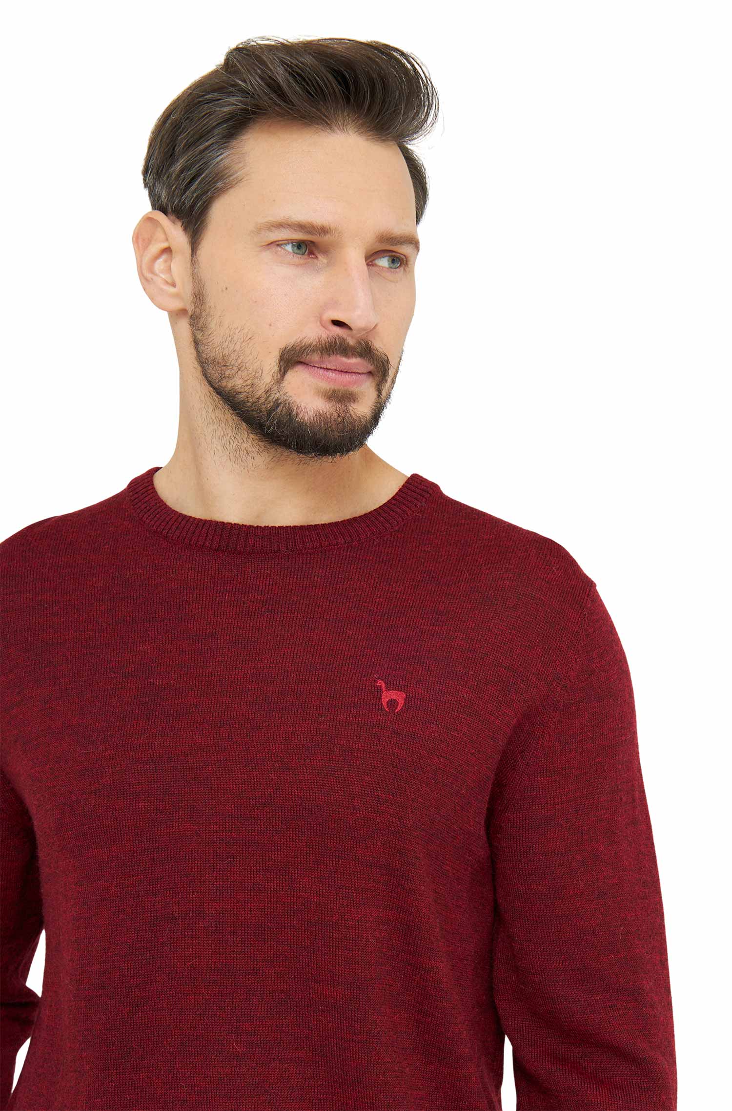 Alpaka Pullover BASIC aus 100% Baby Alpaka-rot meliert