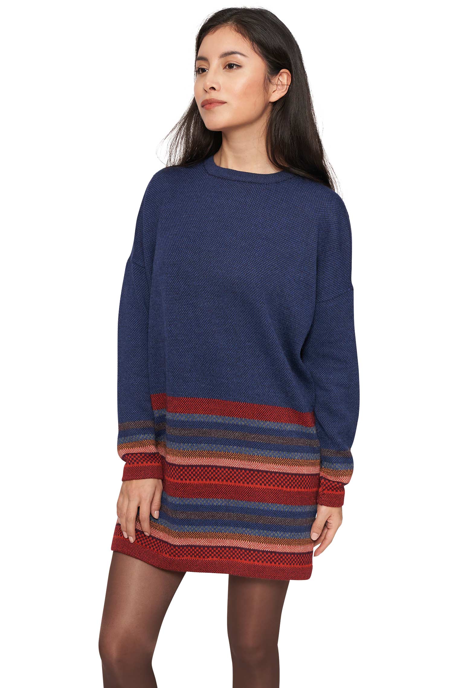 Alpaka Long-Pullover KYARA aus 100% Baby Alpaka-rusty blue