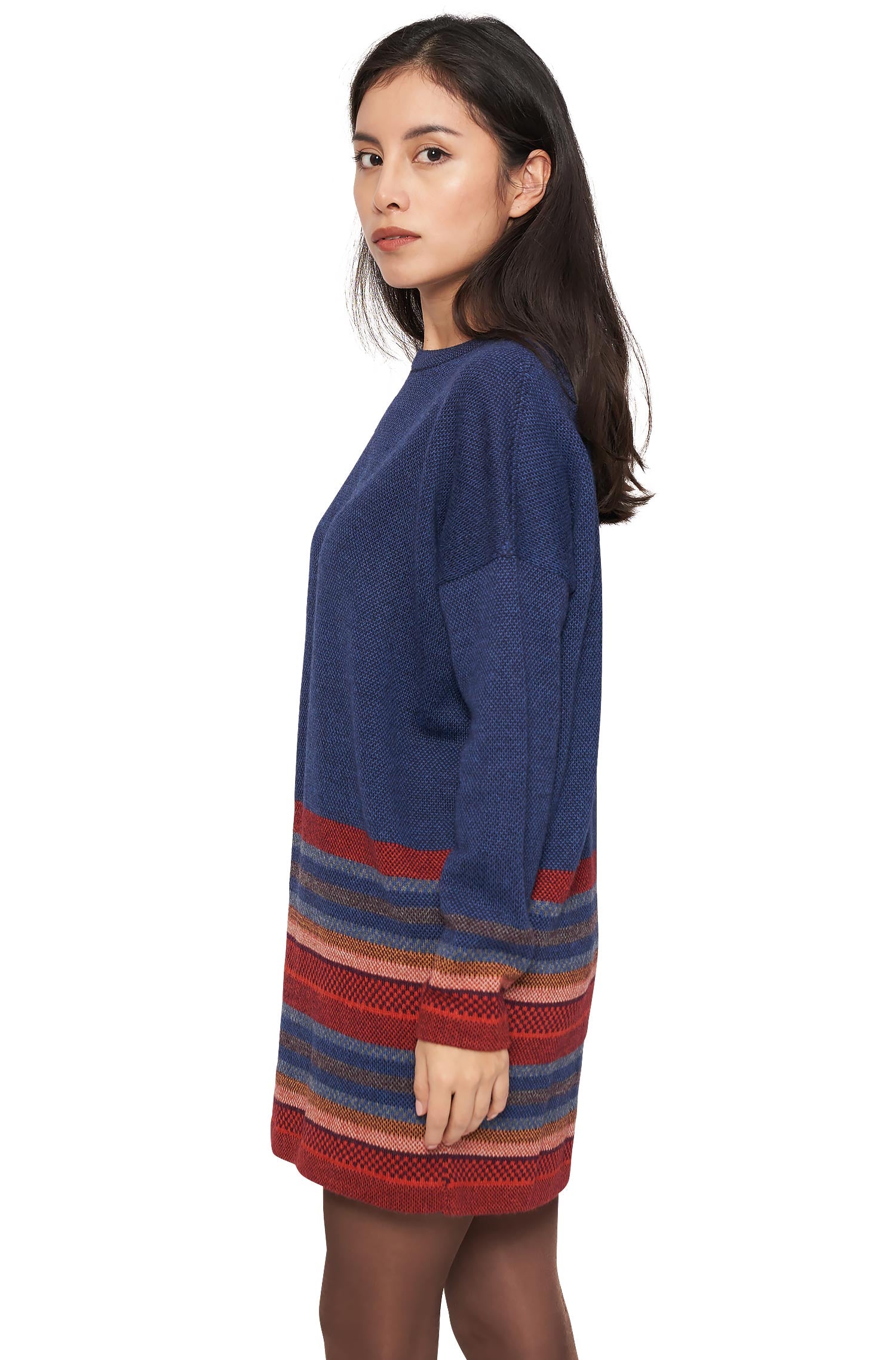 Alpaka Long-Pullover KYARA aus 100% Baby Alpaka-rusty blue