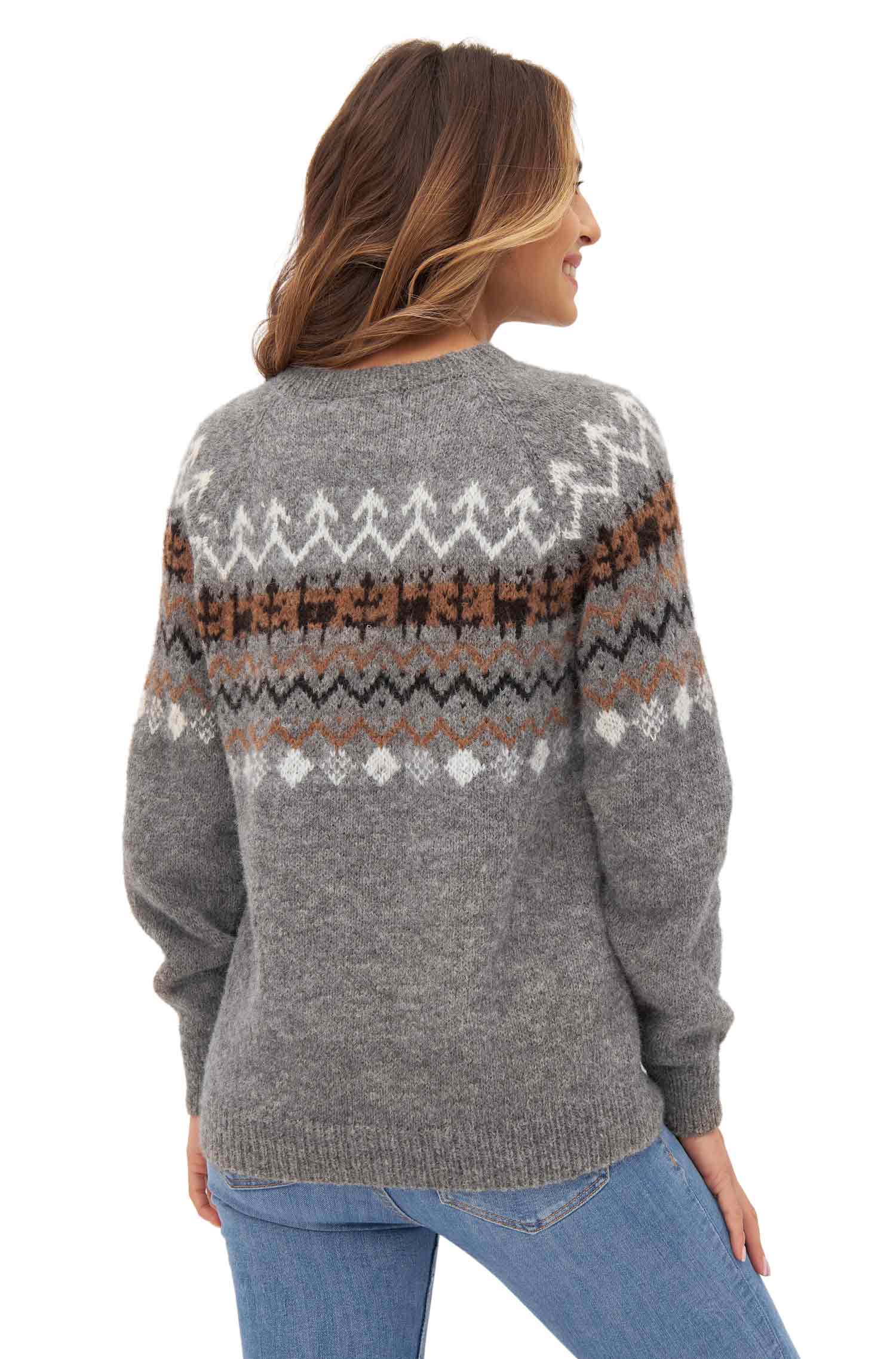Alpaka Damen Pullover NATURA aus ungefärbtem Alpaka-anthrazit