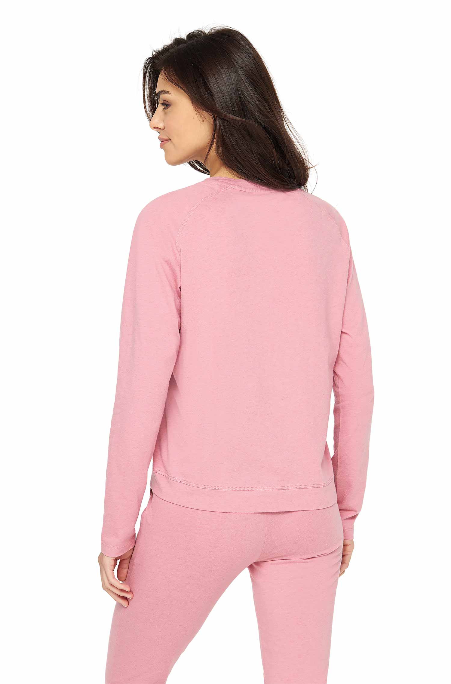 Alpaka Pyjama Damen Sweatshirt DREAMLINE aus Alpaka-Baumwoll-Mix-pearl rose