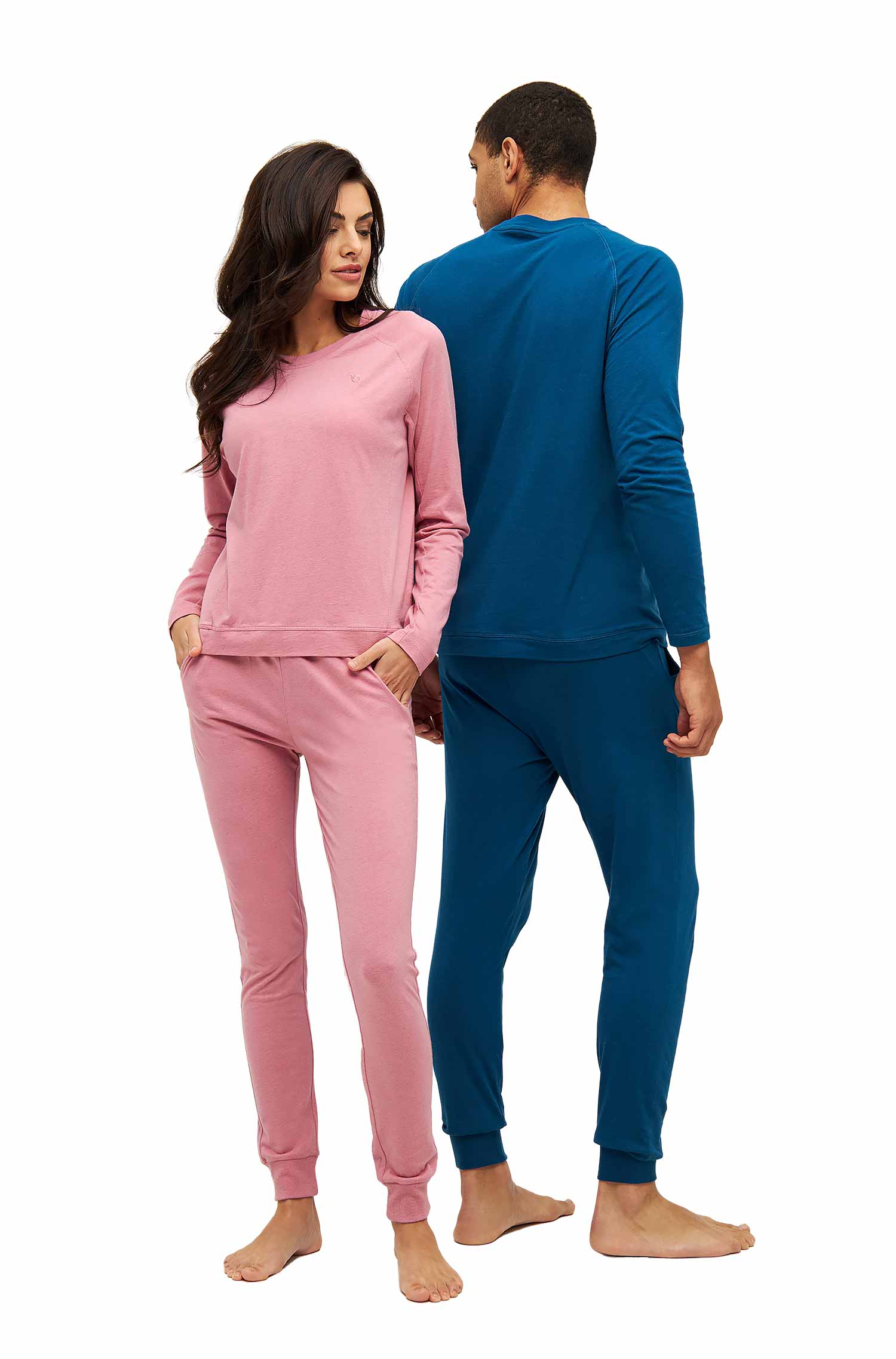 Alpaka Pyjama Damen Sweatshirt DREAMLINE aus Alpaka-Baumwoll-Mix-pearl rose