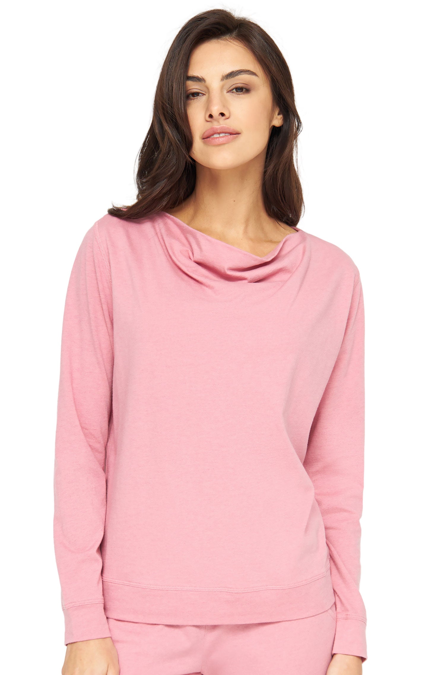 Alpaka Pyjama Damen Oberteil DREAMLINE aus Alpaka-Baumwoll-Mix-pearl rose