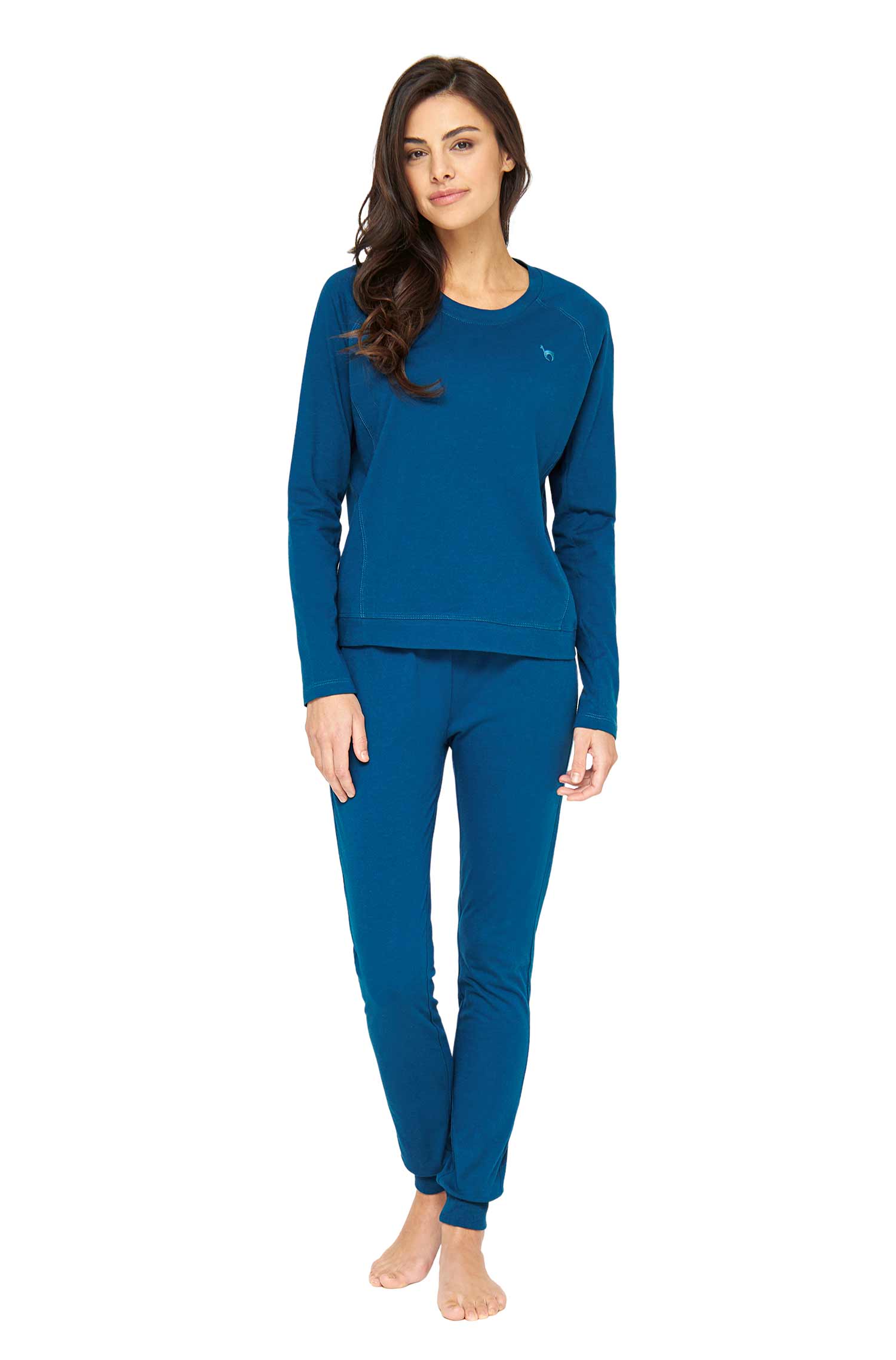 Alpaka Pyjama Damen Hose DREAMLINE aus Alpaka-Baumwoll-Mix-midnight blue