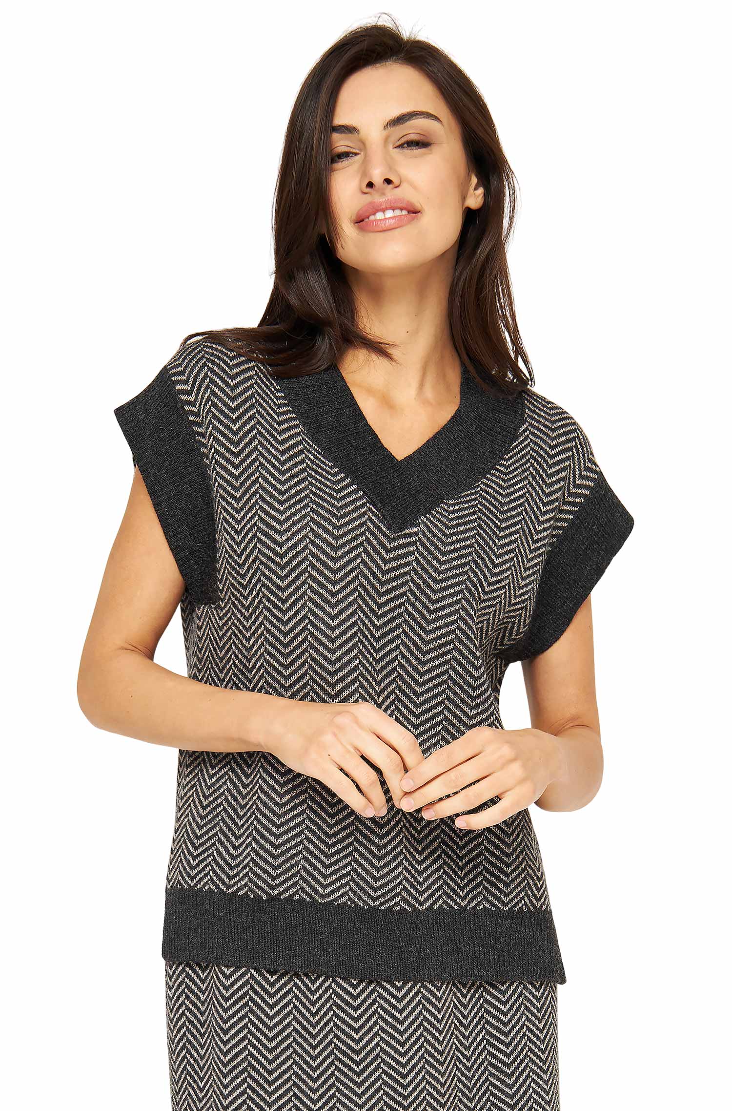 Alpaka Strick-Pullunder DALIA aus 100% Baby Alpaka-sandy slate