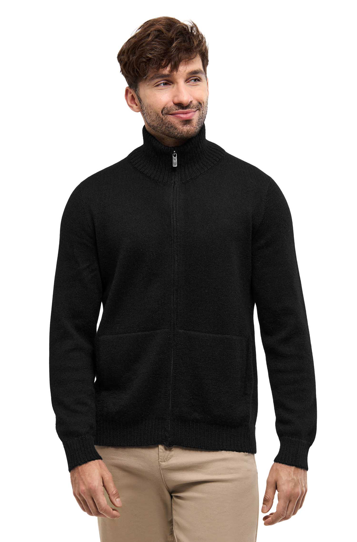 Men's Cardigan Red Zip-Up Basic Jacket