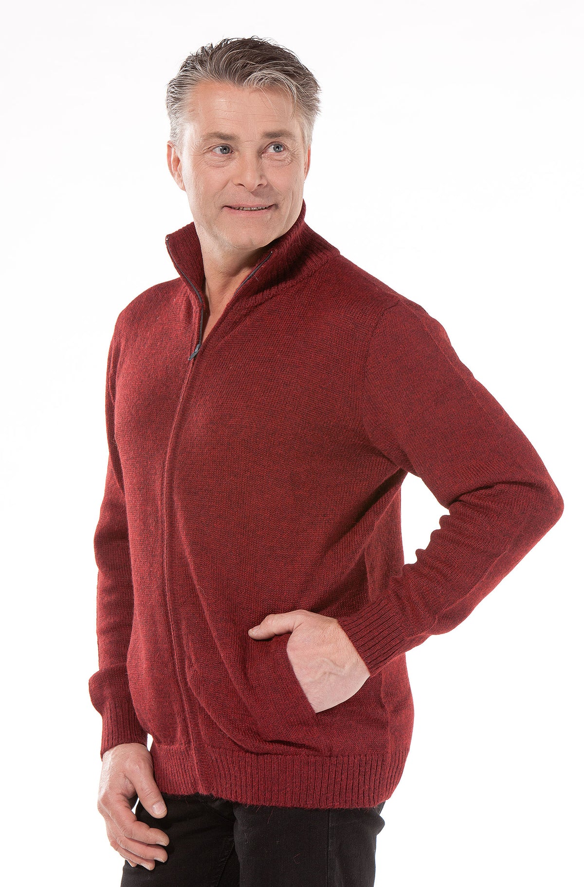 Alpaka Strickjacke RONALDO-schwarz