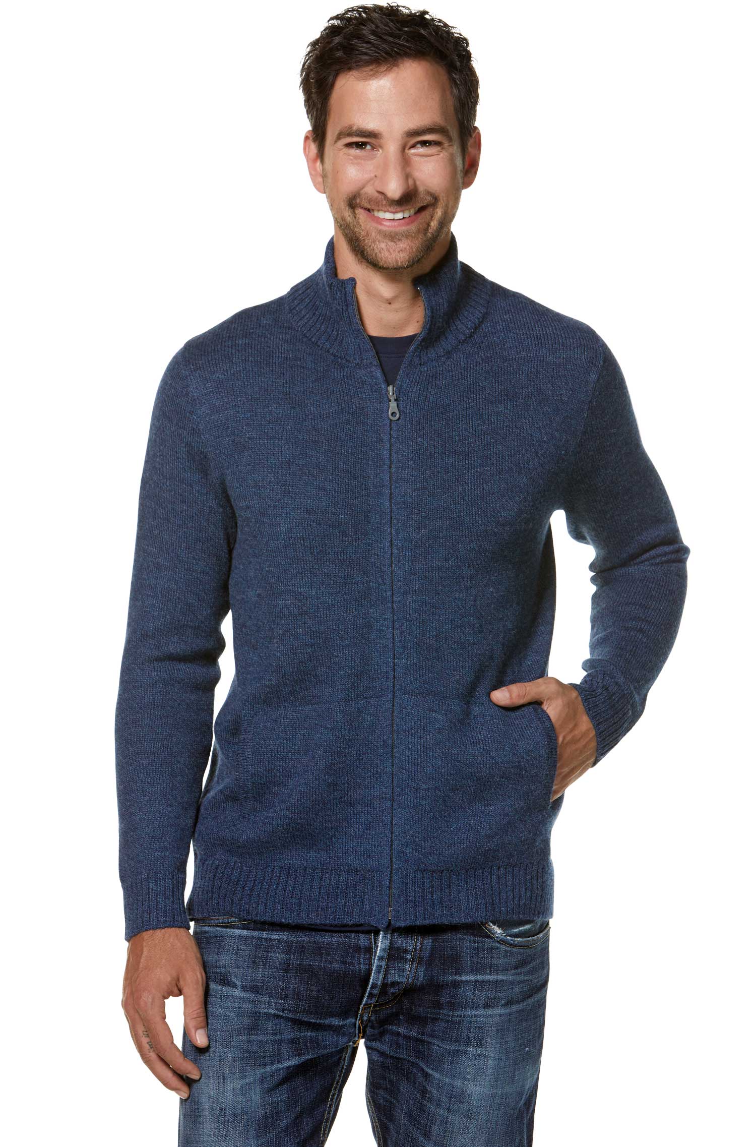 Alpaka Strickjacke RONALDO XXXL aus 100% Baby Alpaka-schwarz