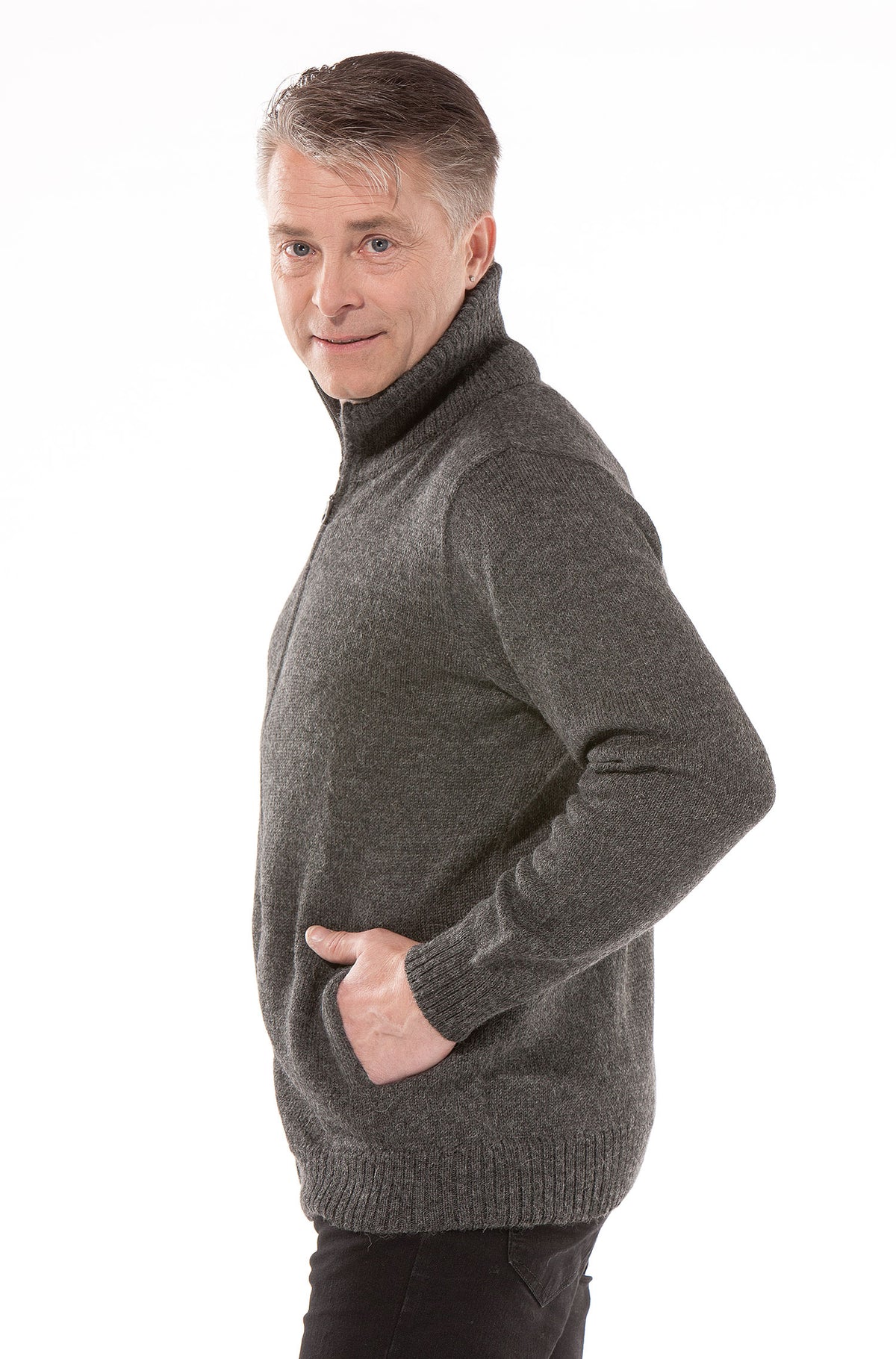 Alpaka Strickjacke RONALDO-schwarz