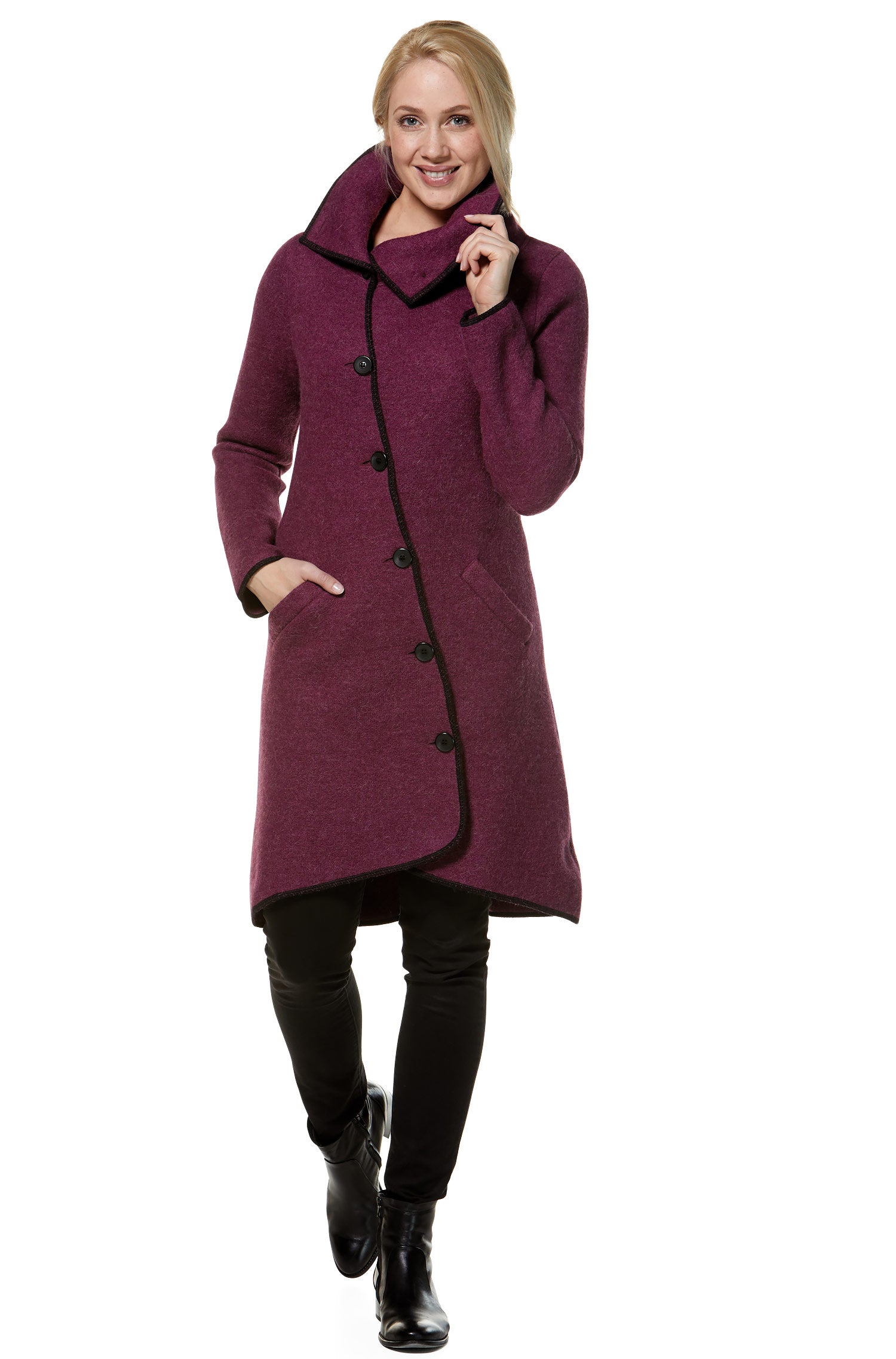 Alpaka Mantel ASI aus Alpaka und Wolle-brombeer