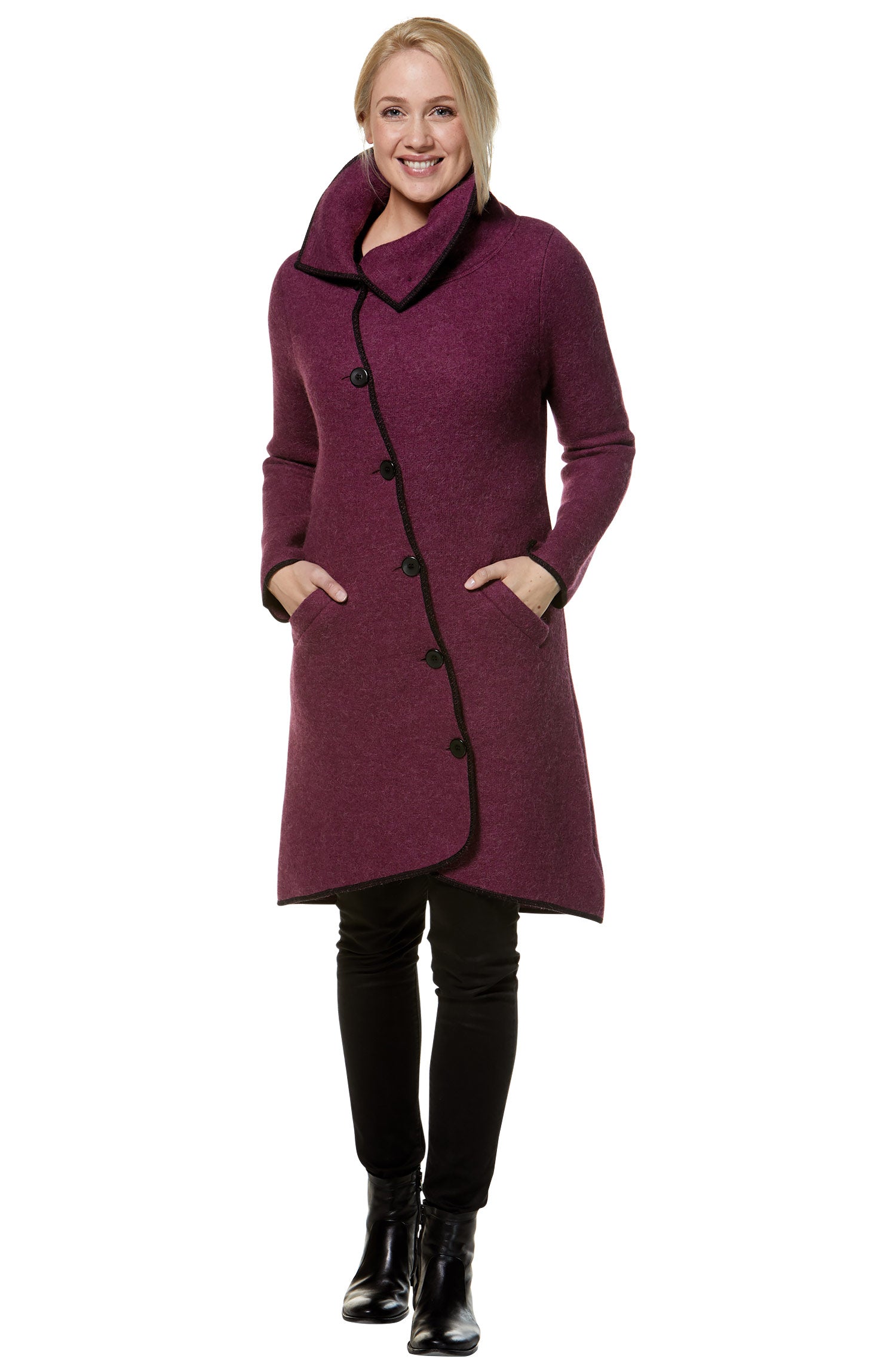 Alpaka Mantel ASI aus Alpaka und Wolle-brombeer