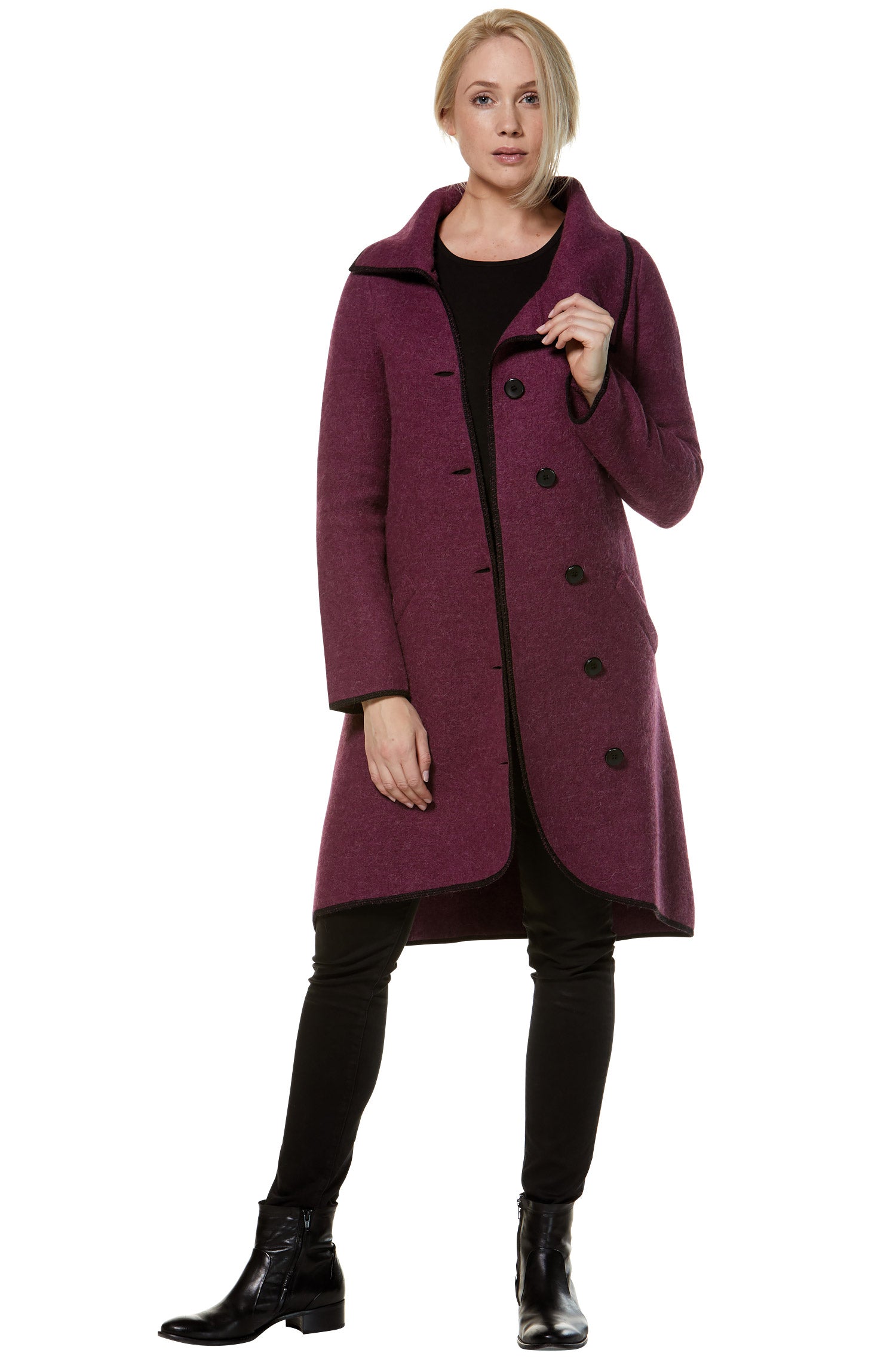 Alpaka Mantel ASI aus Alpaka und Wolle-brombeer