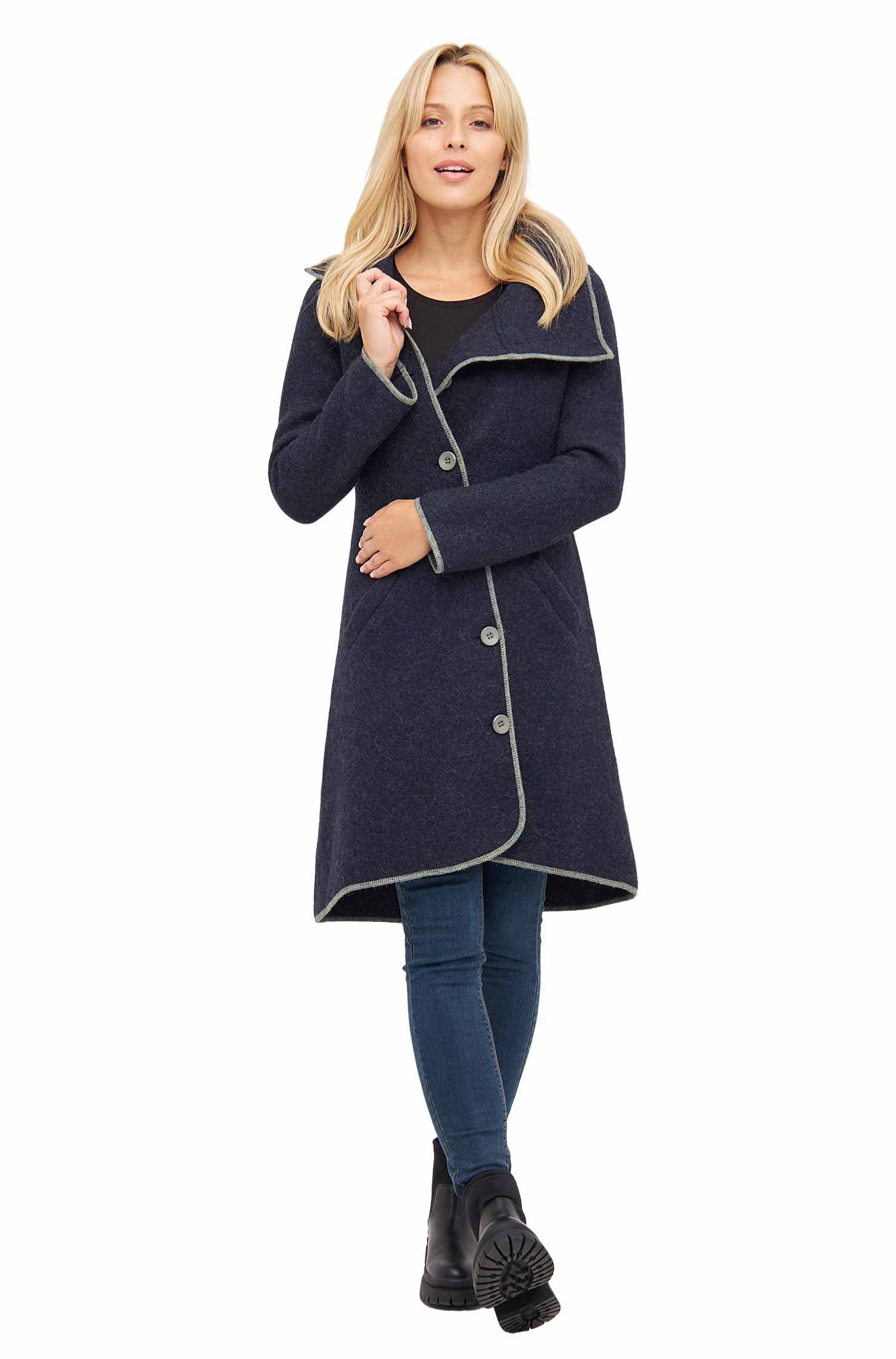 Alpaka Mantel ASI aus Alpaka und Wolle-dunkelblau