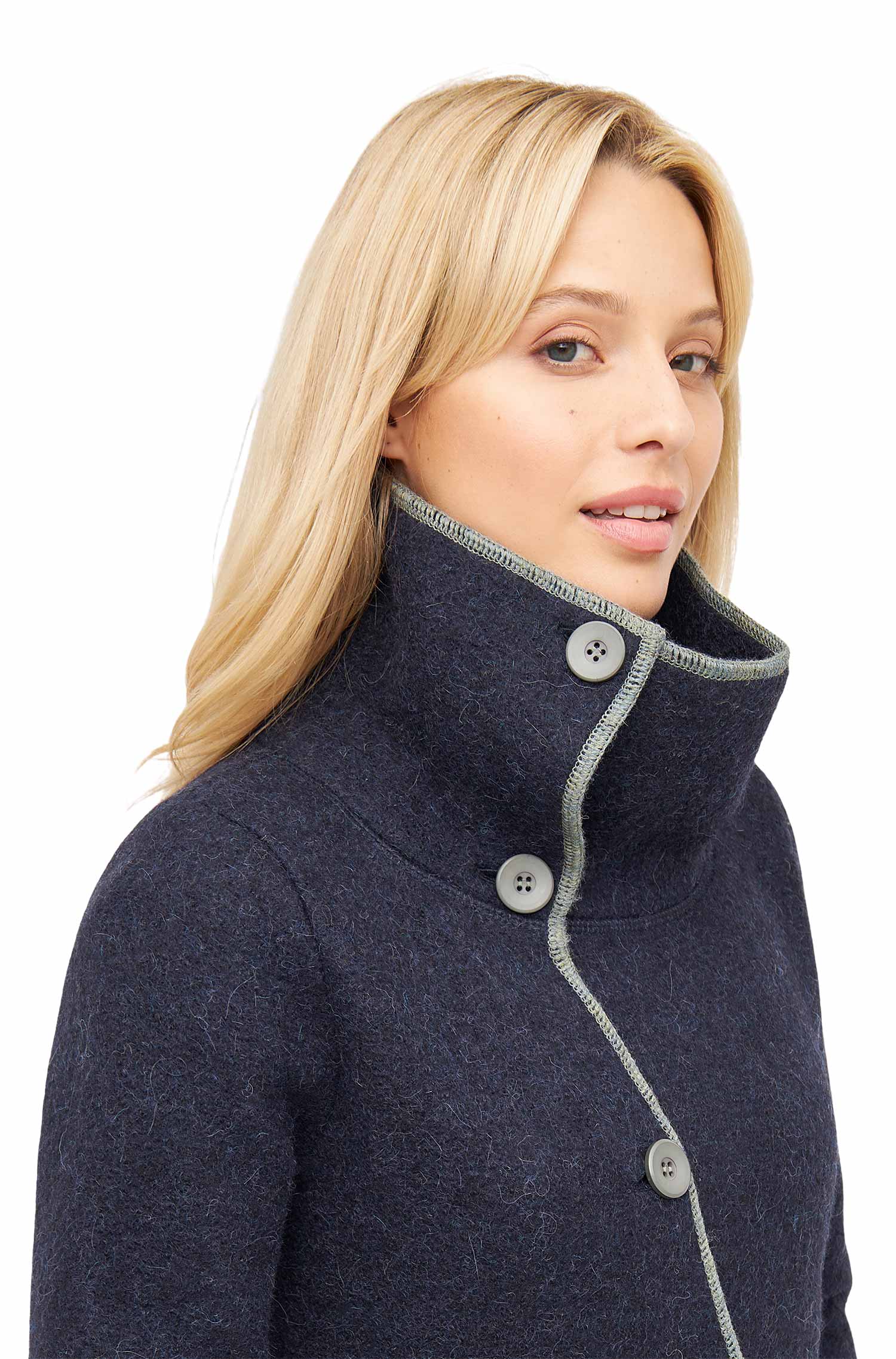 Alpaka Mantel ASI aus Alpaka und Wolle-dunkelblau