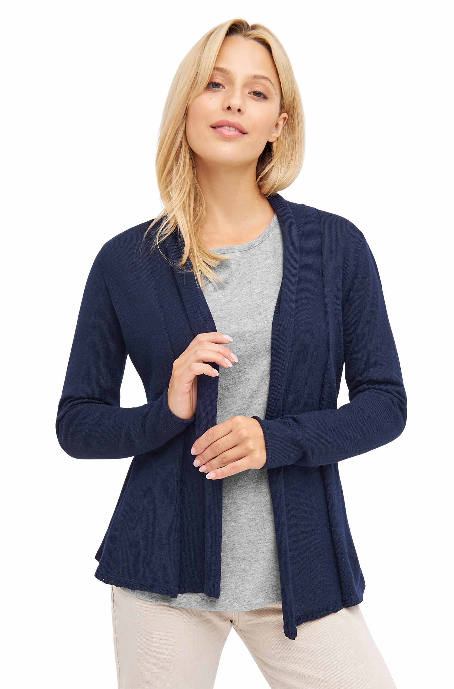 Alpaka Strickjacke PENELOPE aus 100% Baby Alpaka-dark navy