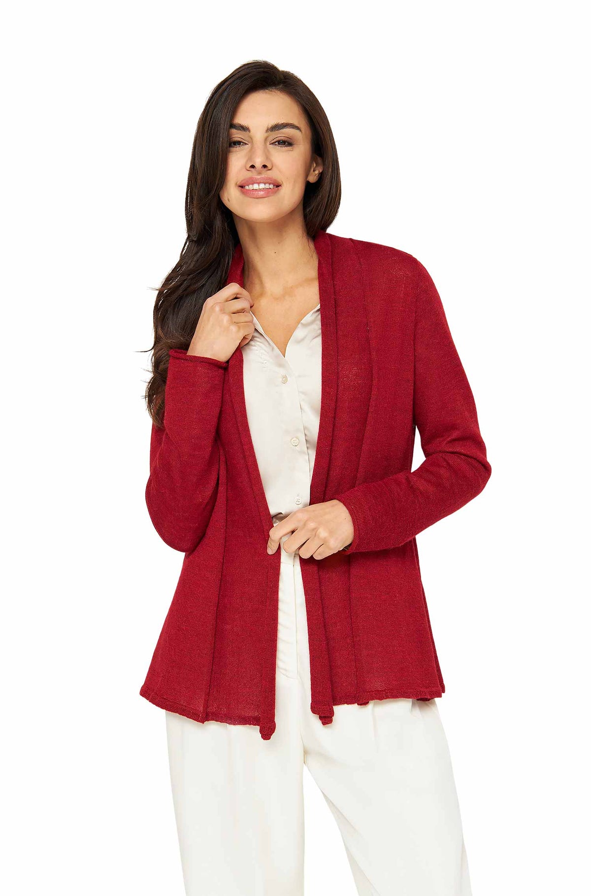 Alpaka Strickjacke PENELOPE-rot meliert