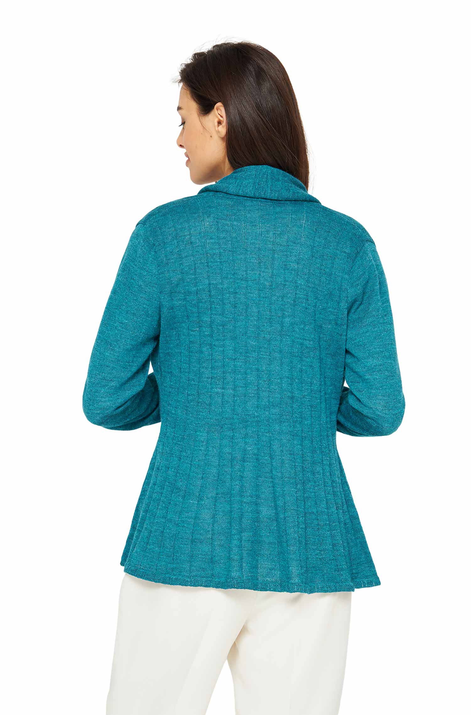 Alpaka Strickjacke PENELOPE aus 100% Baby Alpaka-türkis