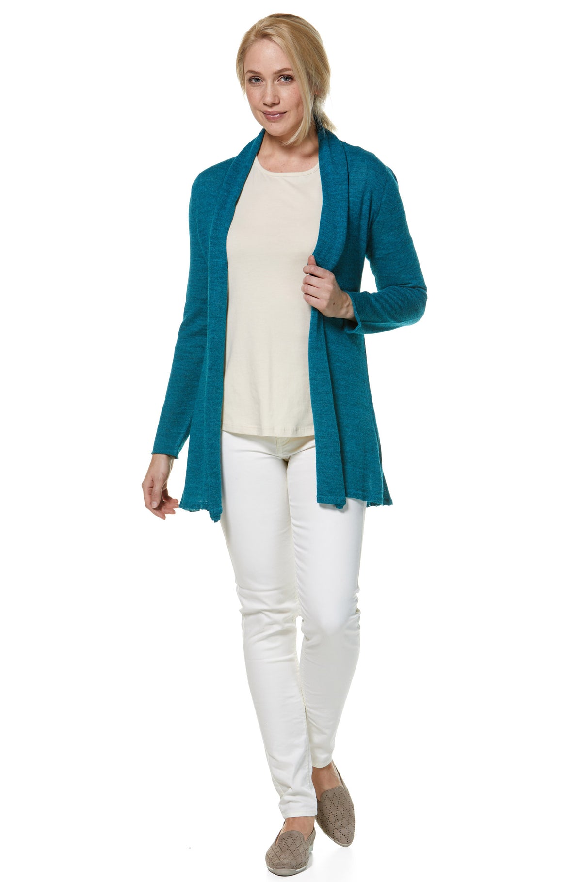 Alpaka Strickjacke PENELOPE-türkis