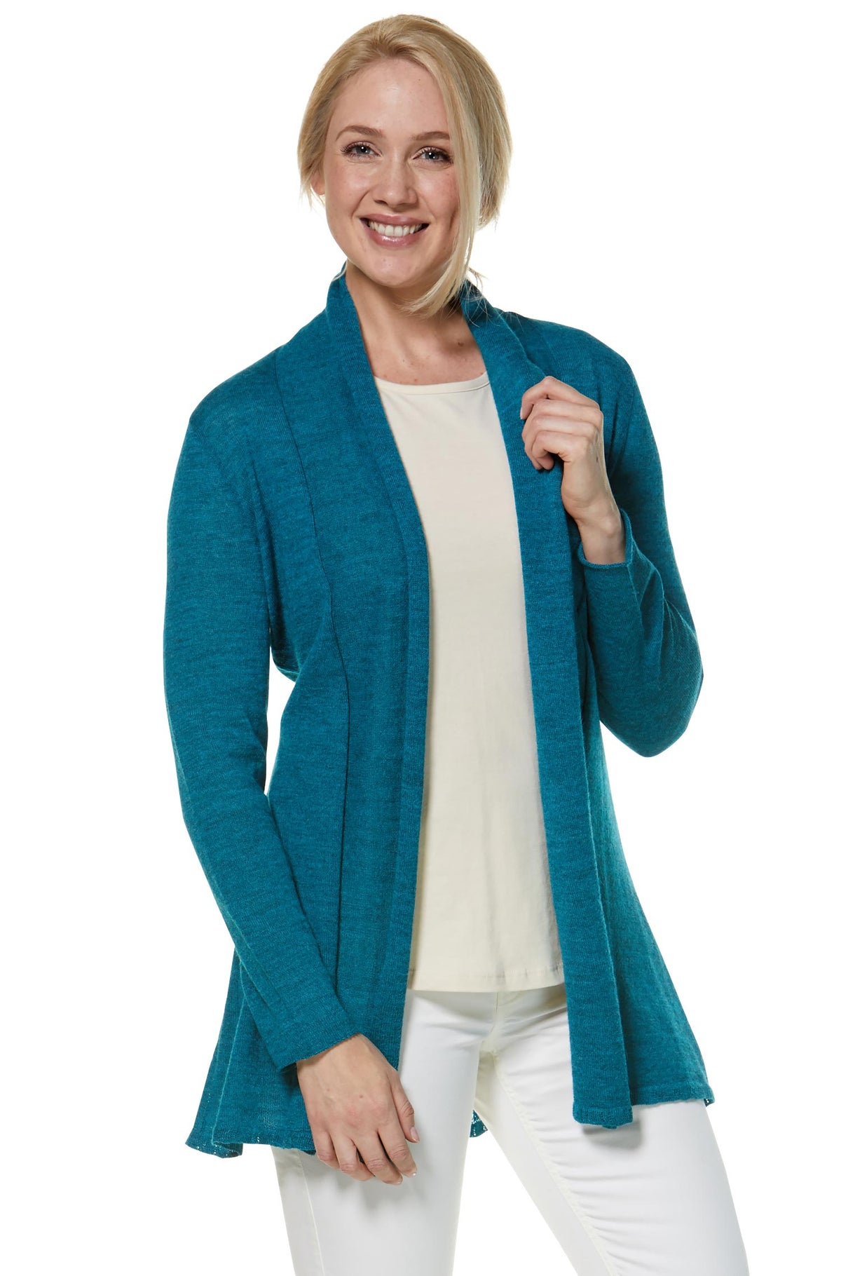 Alpaka Strickjacke PENELOPE-türkis