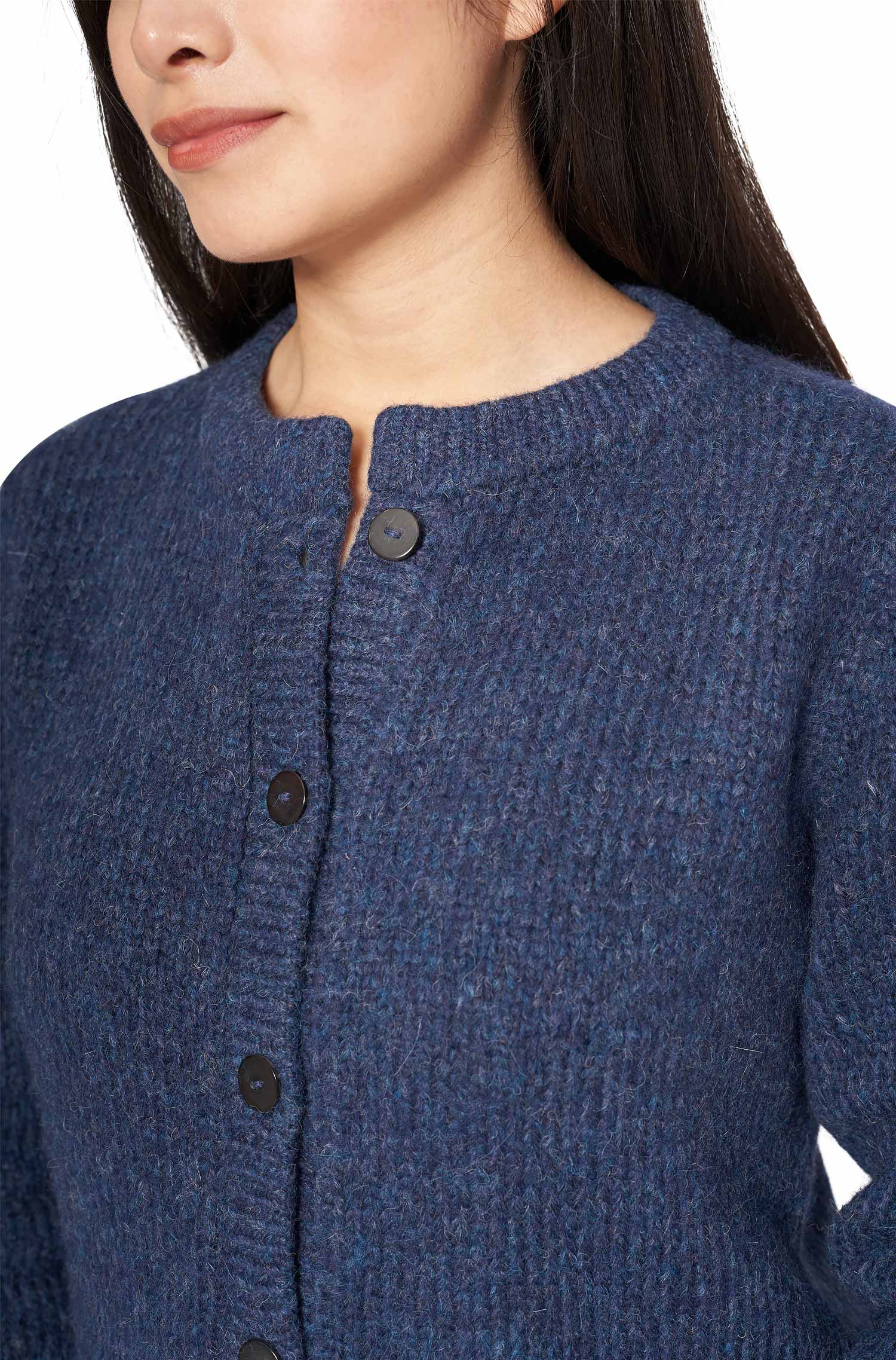 Alpaka Strickjacke ASA aus Baby Alpaka und Wolle-blau