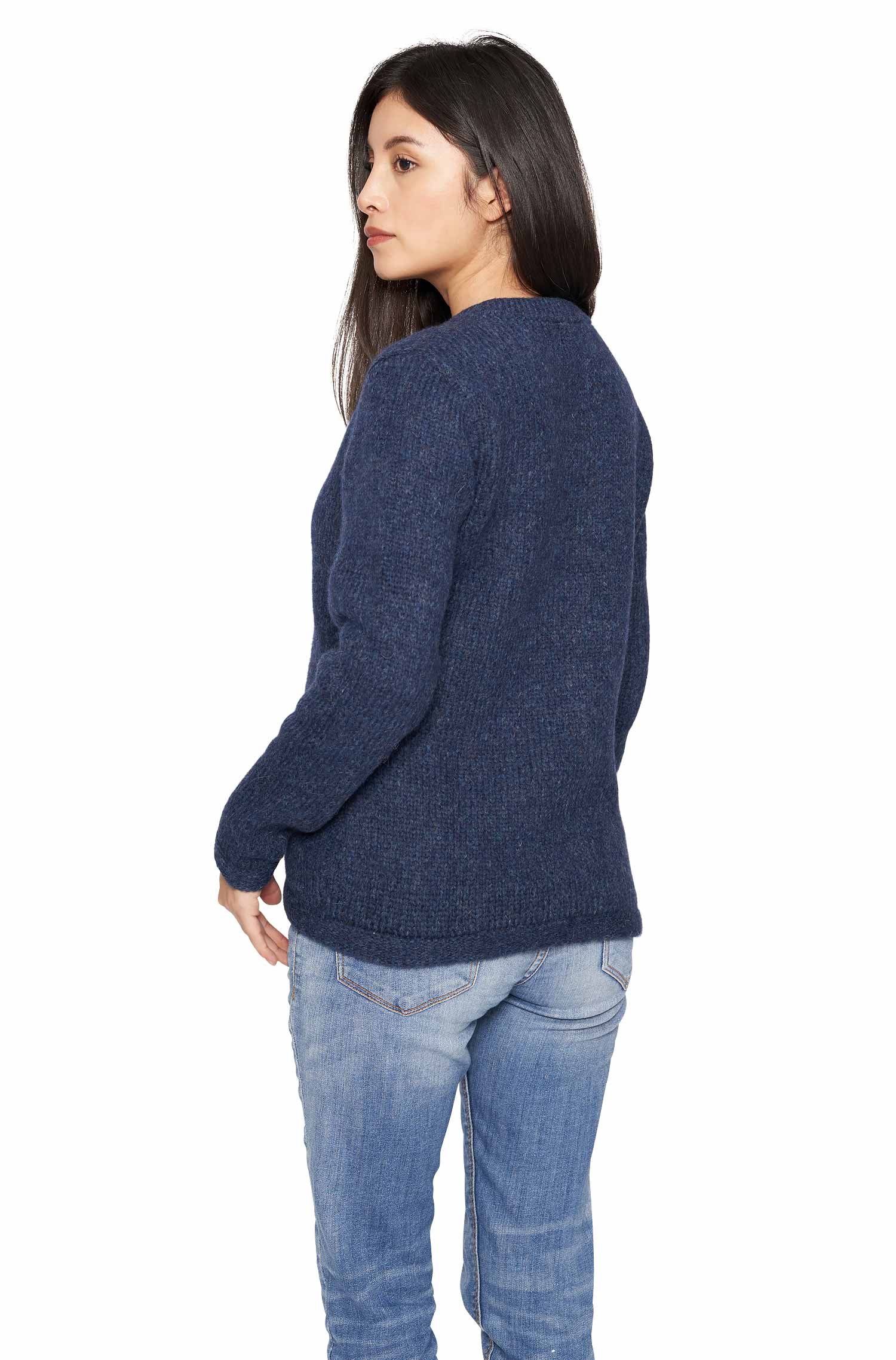 Alpaka Strickjacke ASA aus Baby Alpaka und Wolle-blau