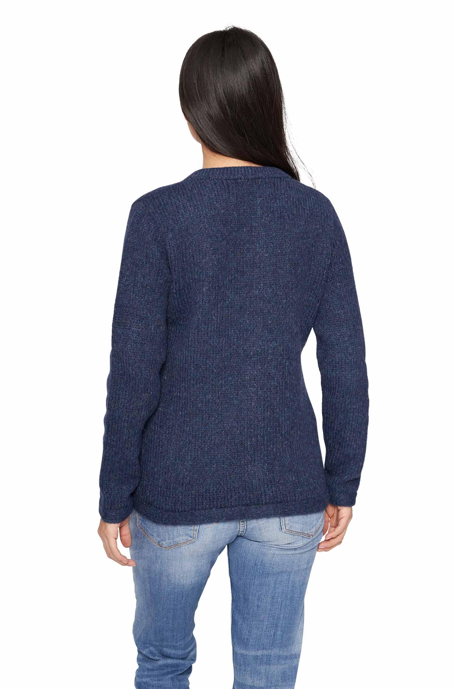 Alpaka Strickjacke ASA aus Baby Alpaka und Wolle-blau