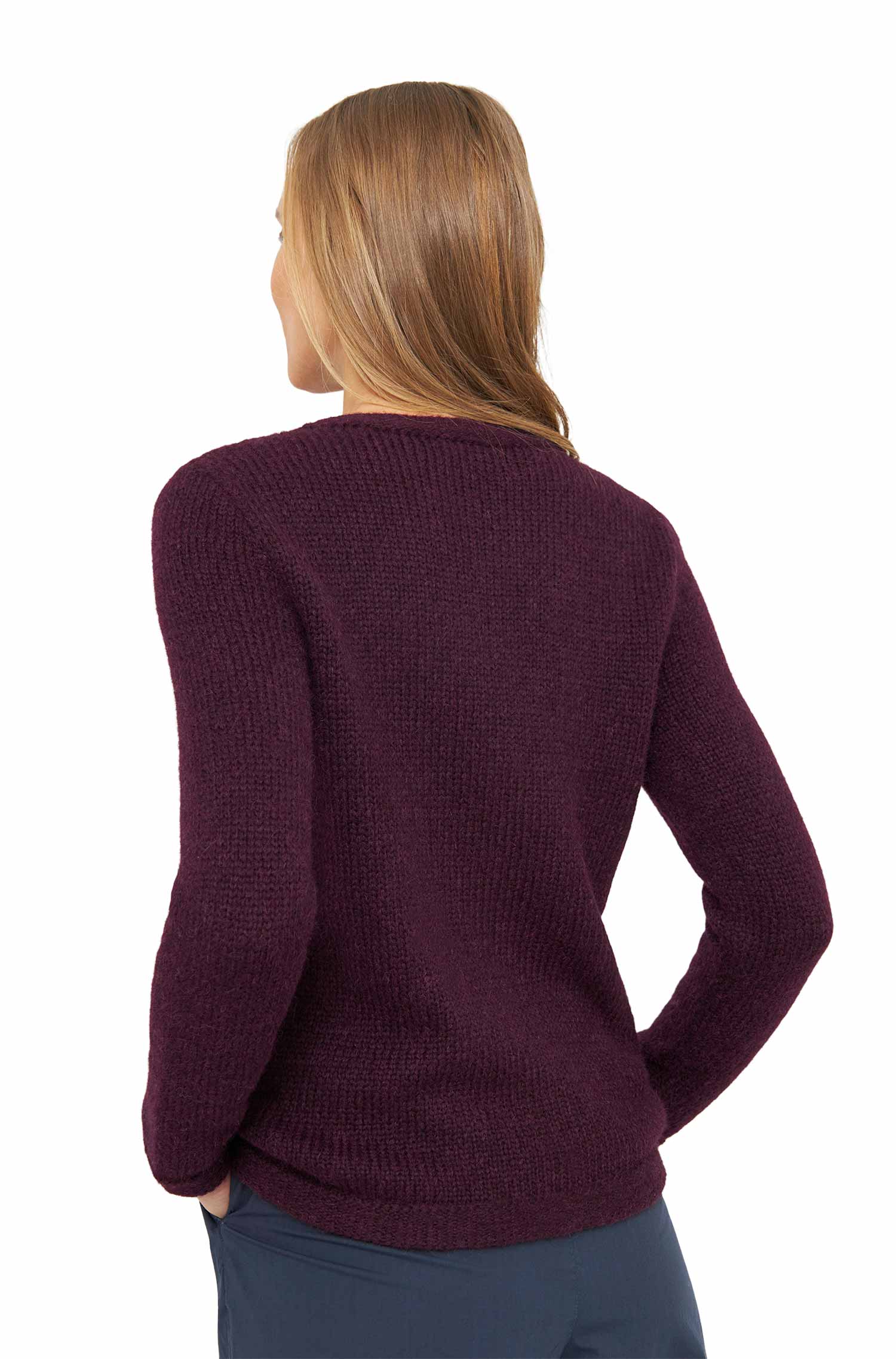 Alpaka Strickjacke ASA aus Baby Alpaka und Wolle-bordeaux