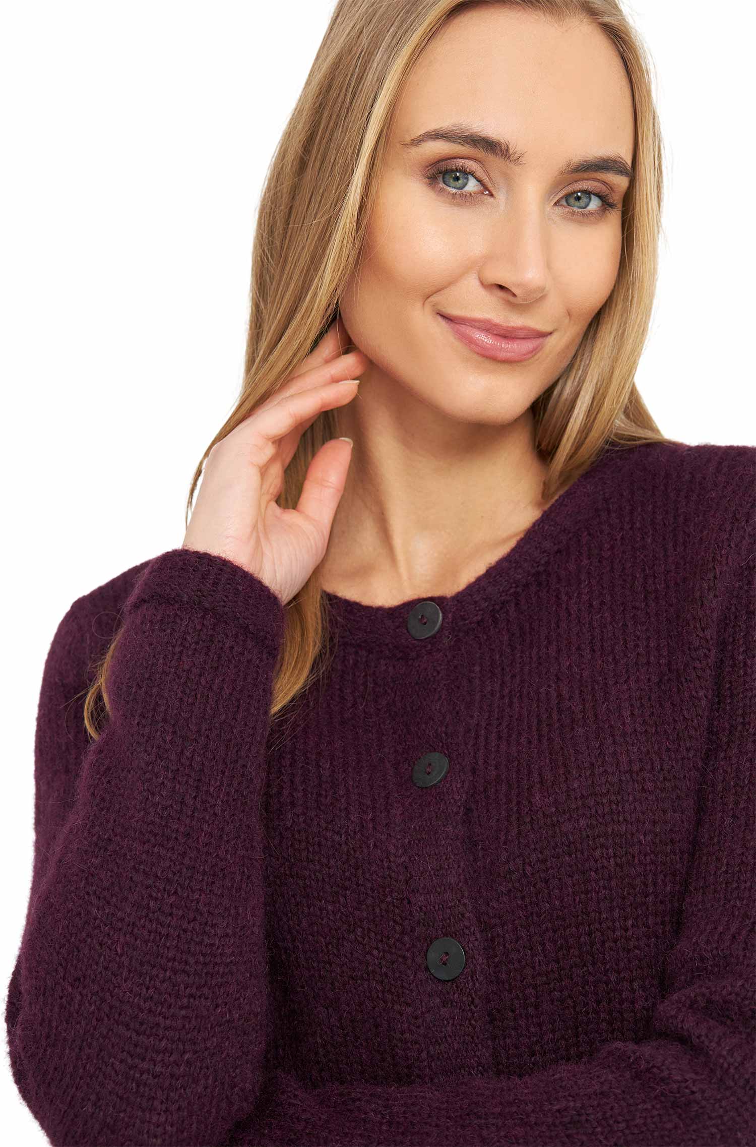 Alpaka Strickjacke ASA aus Baby Alpaka und Wolle-bordeaux