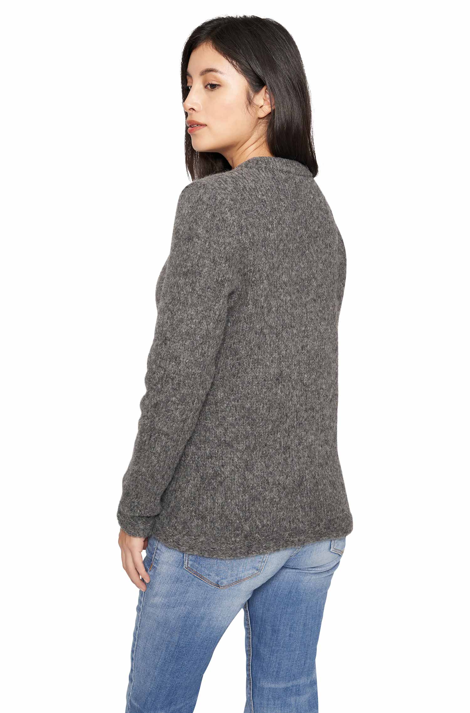 Alpaka Strickjacke ASA aus Baby Alpaka und Wolle-grau