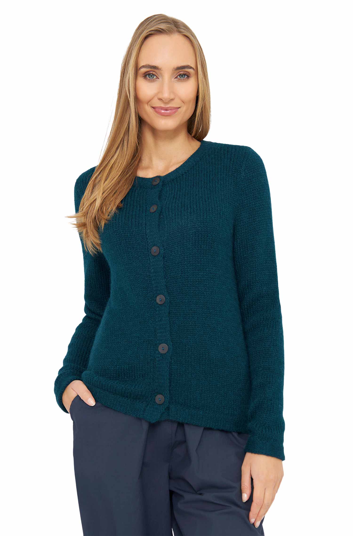 Alpaka Strickjacke ASA aus Baby Alpaka und Wolle-ocean