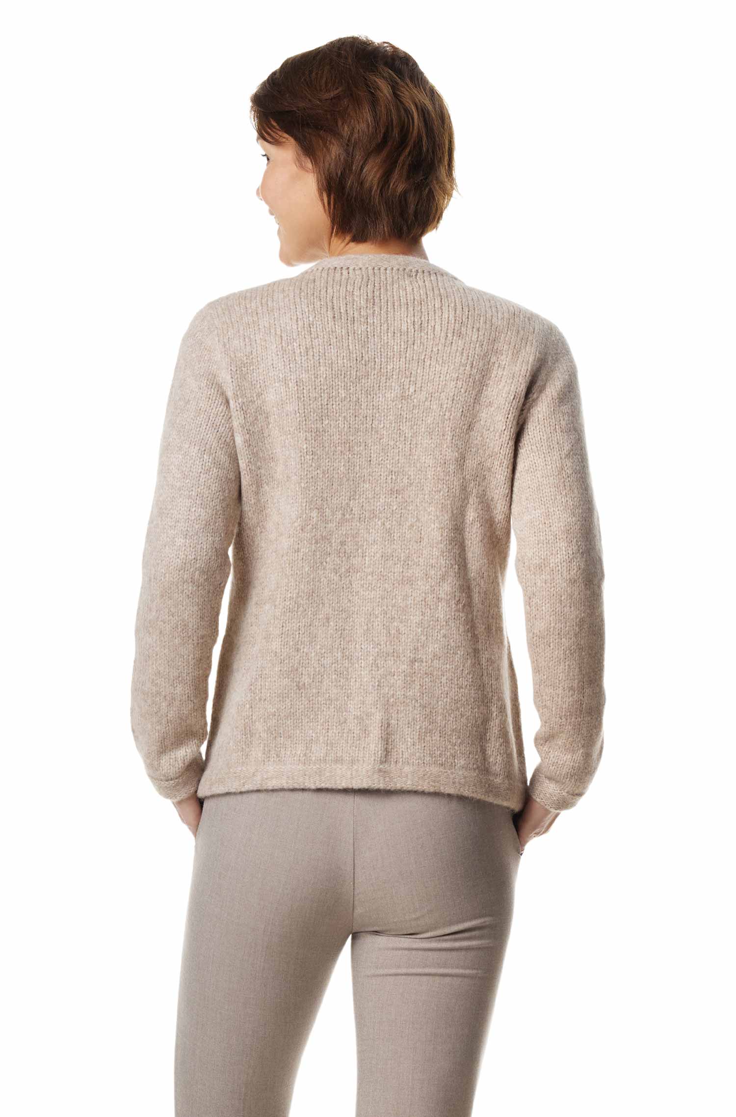 Alpaka Strickjacke ASA aus Baby Alpaka und Wolle-sand