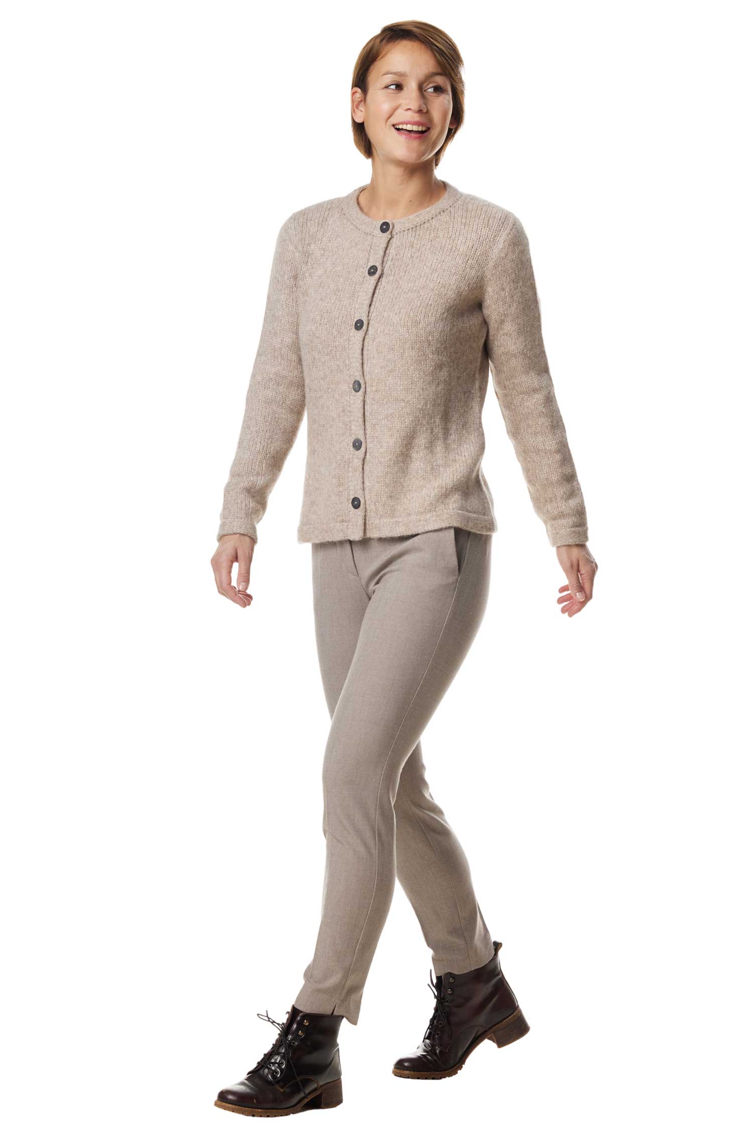 Alpaka Strickjacke ASA aus Baby Alpaka und Wolle-sand