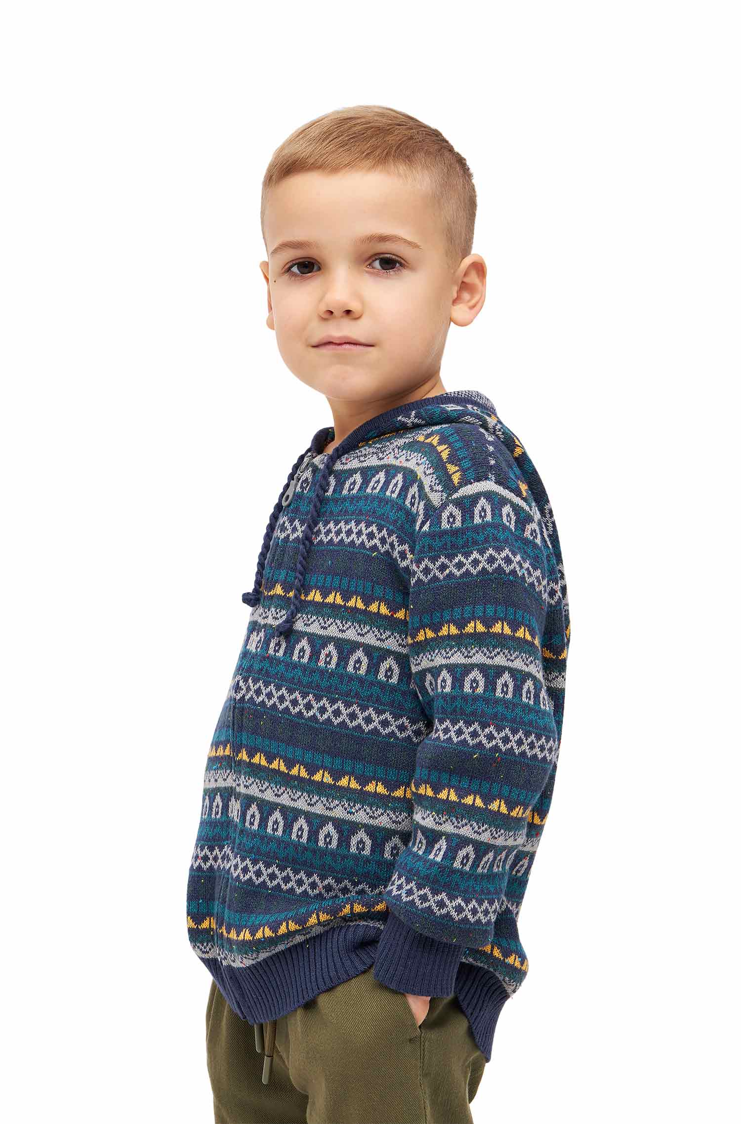 Alpaka Strickjacke MONITO aus Baby Alpaka und Pima Baumwolle-blau