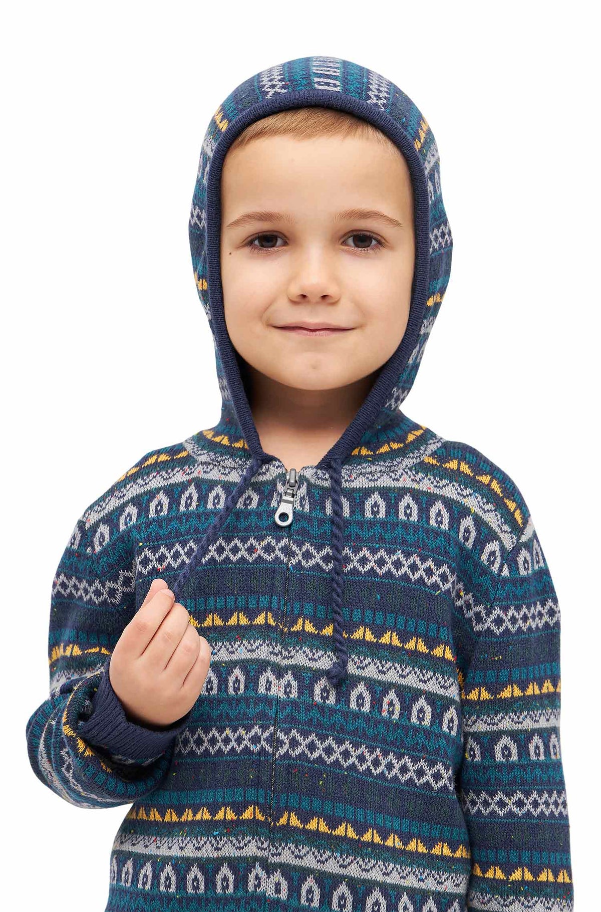 Alpaka Strickjacke MONITO aus Baby Alpaka und Pima Baumwolle-blau