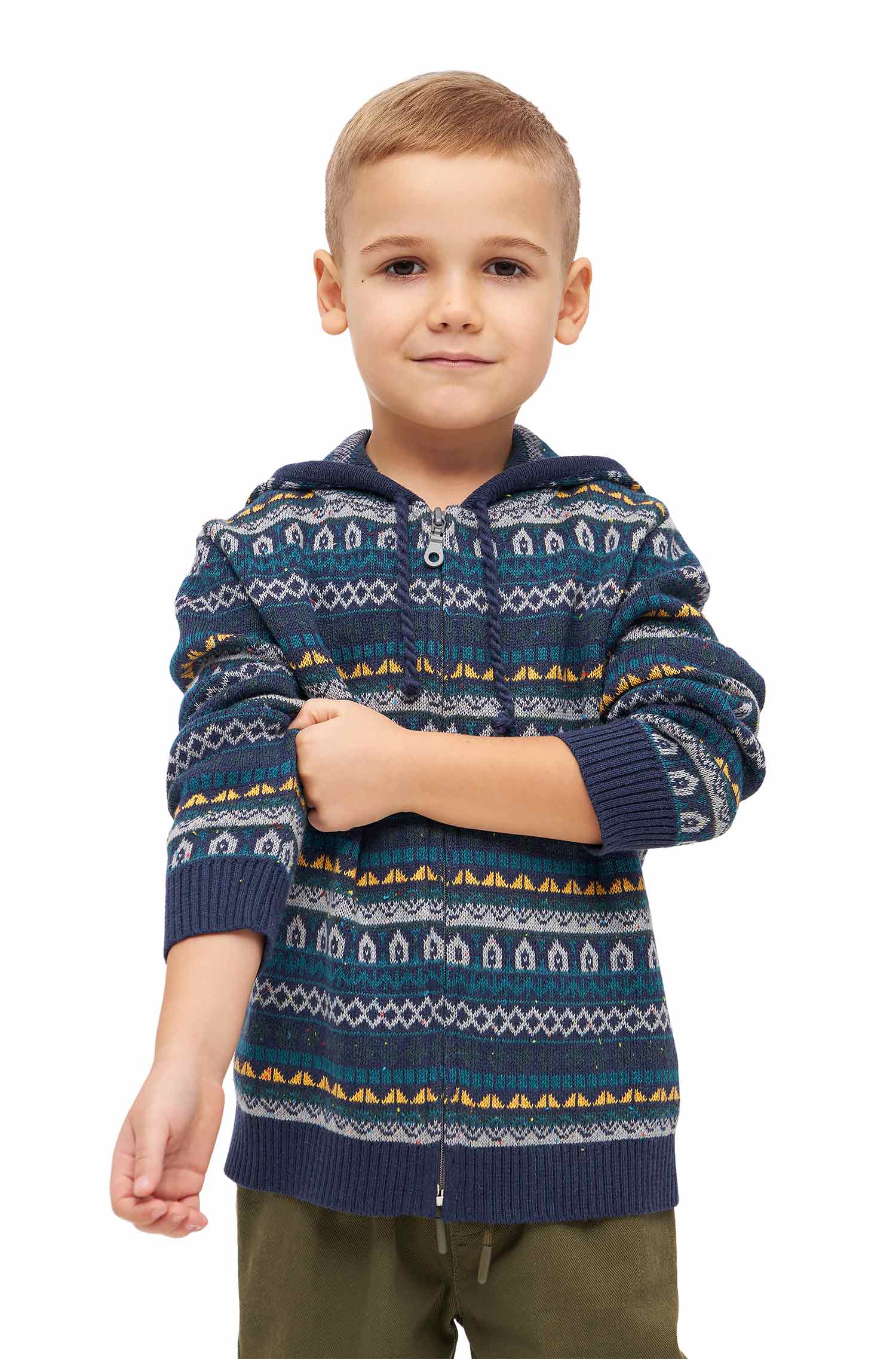 Alpaka Strickjacke MONITO aus Baby Alpaka und Pima Baumwolle-blau