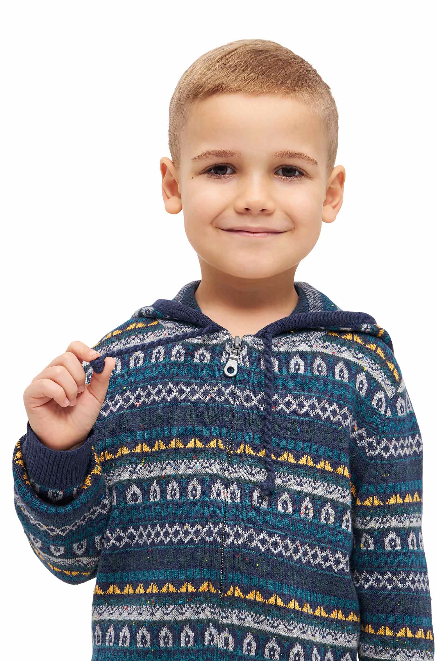 Alpaka Strickjacke MONITO aus Baby Alpaka und Pima Baumwolle-blau