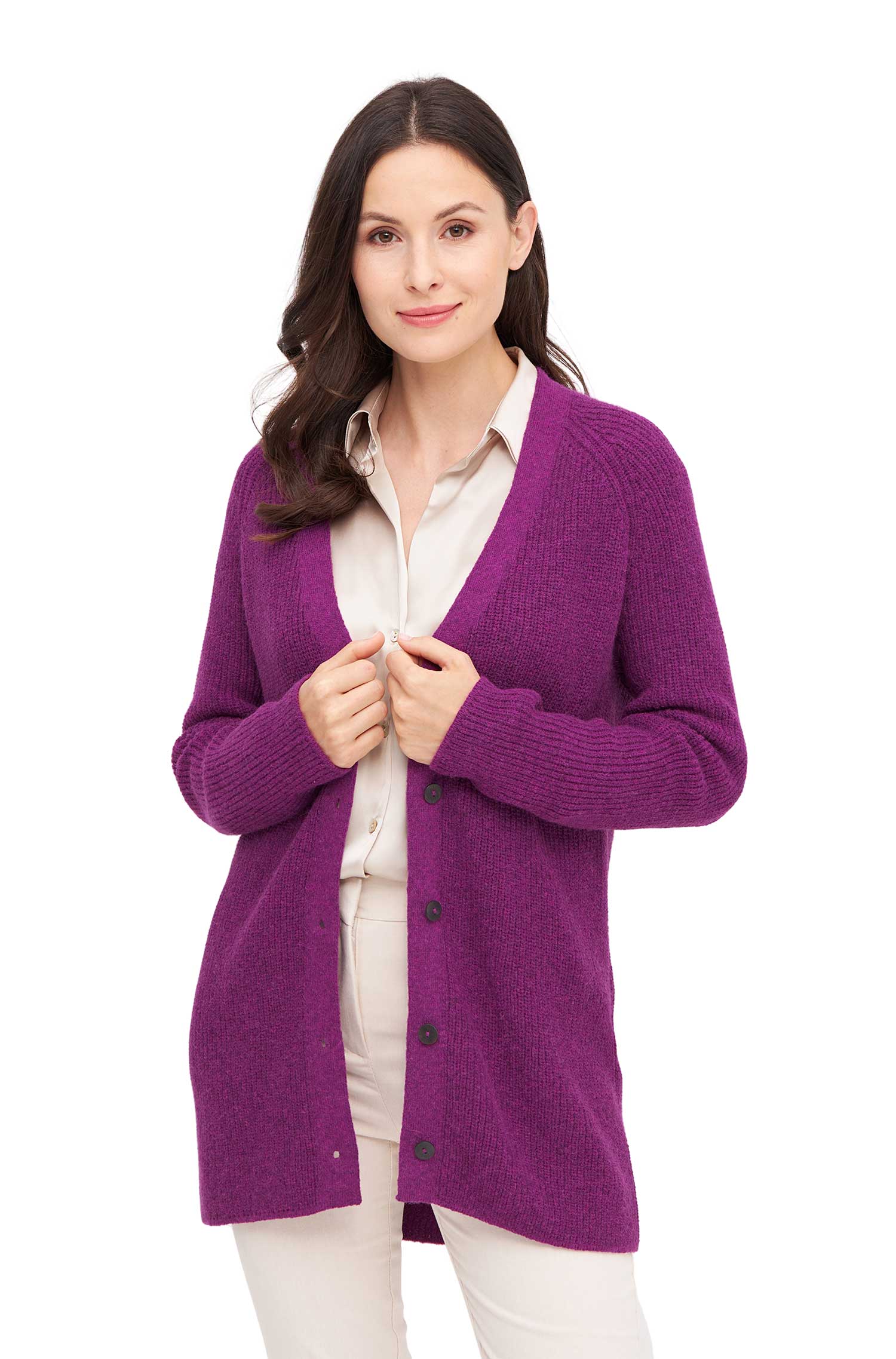 Alpaka Strickjacke CARICE aus Alpaka-Merino-Mix-fuchsia