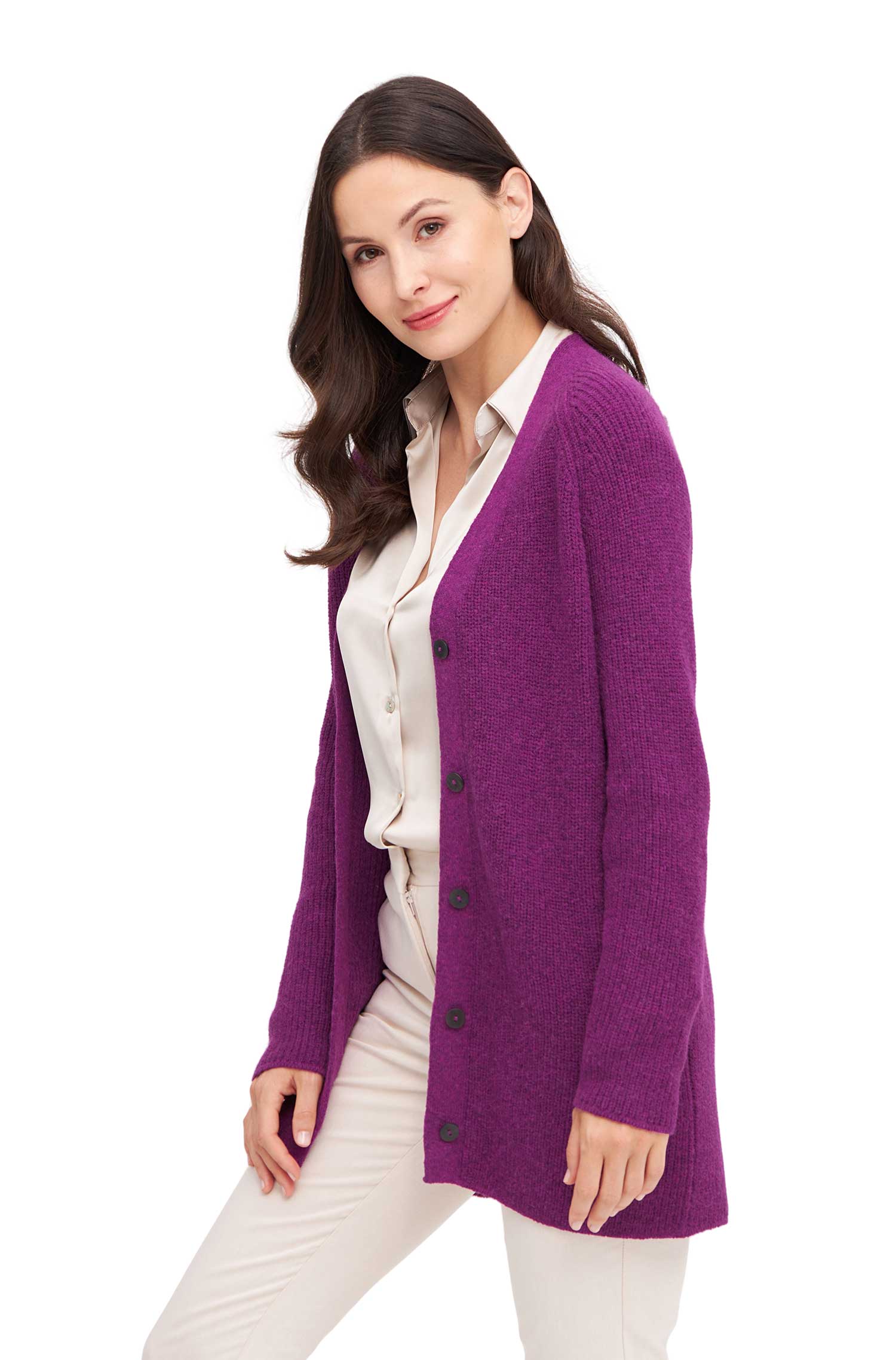 Alpaka Strickjacke CARICE aus Alpaka-Merino-Mix-fuchsia
