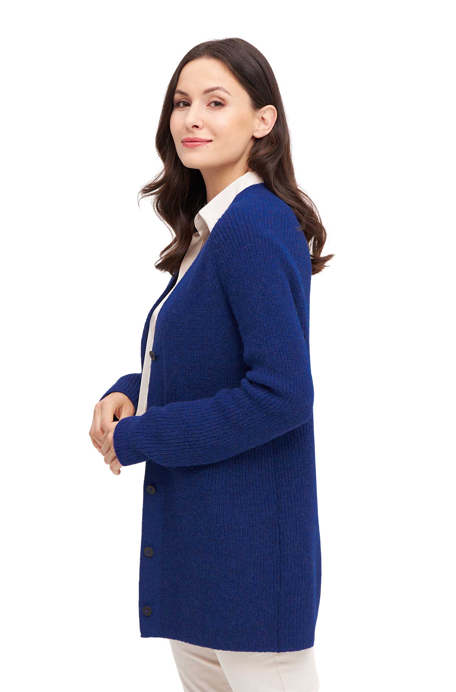 Alpaka Strickjacke CARICE aus Alpaka-Merino-Mix-königsblau