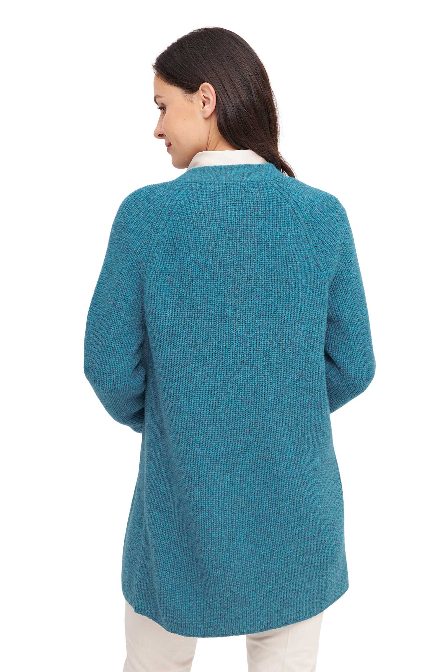 Alpaka Strickjacke CARICE aus Alpaka-Merino-Mix-türkis