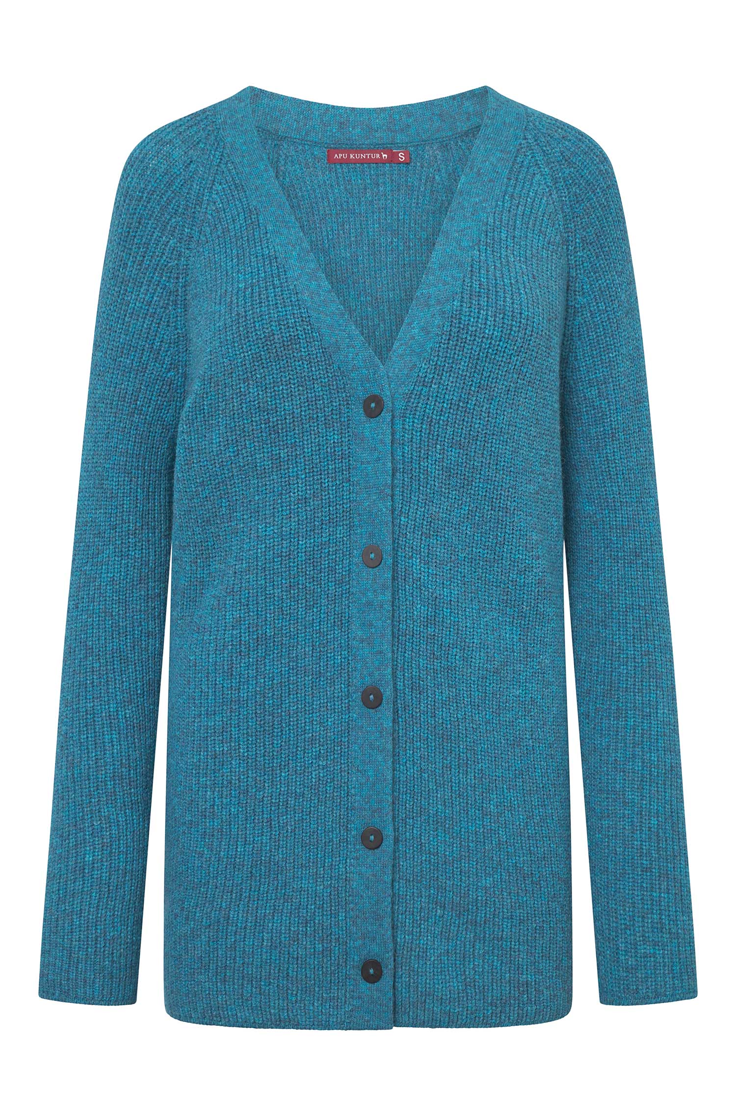 Alpaka Strickjacke CARICE aus Alpaka-Merino-Mix-türkis