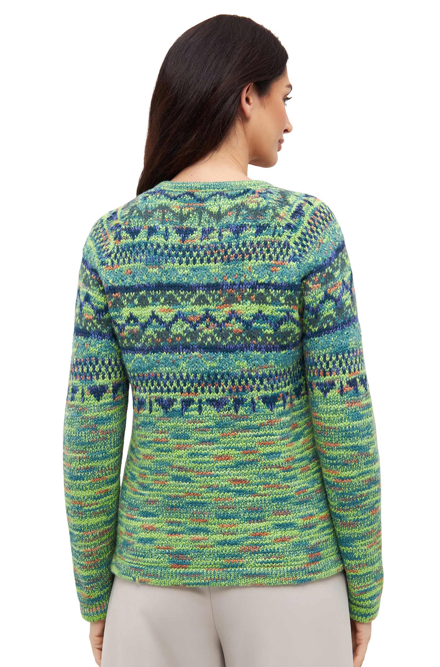 Alpaka Strickjacke COLORES ANDEN-grün meliert