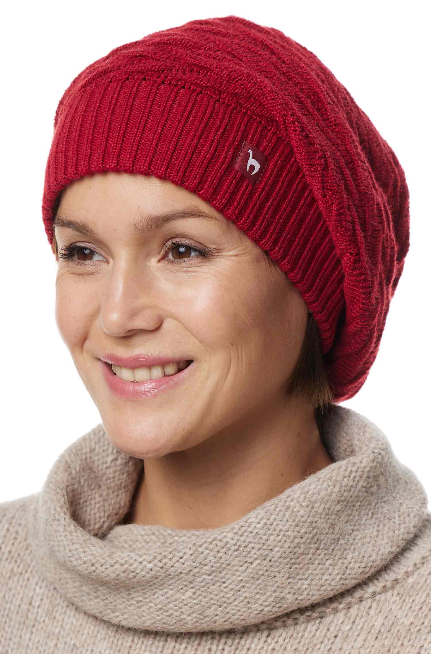 Alpaka Beret Mütze BIESEN aus 100% Baby Alpaka-purpur