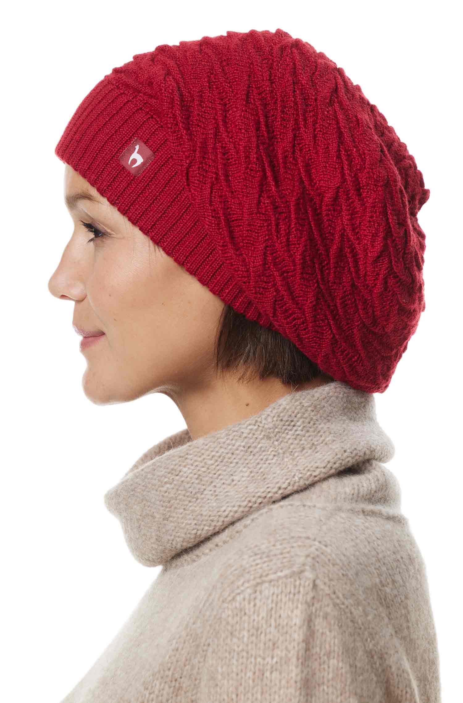 Alpaka Beret Mütze BIESEN aus 100% Baby Alpaka-purpur