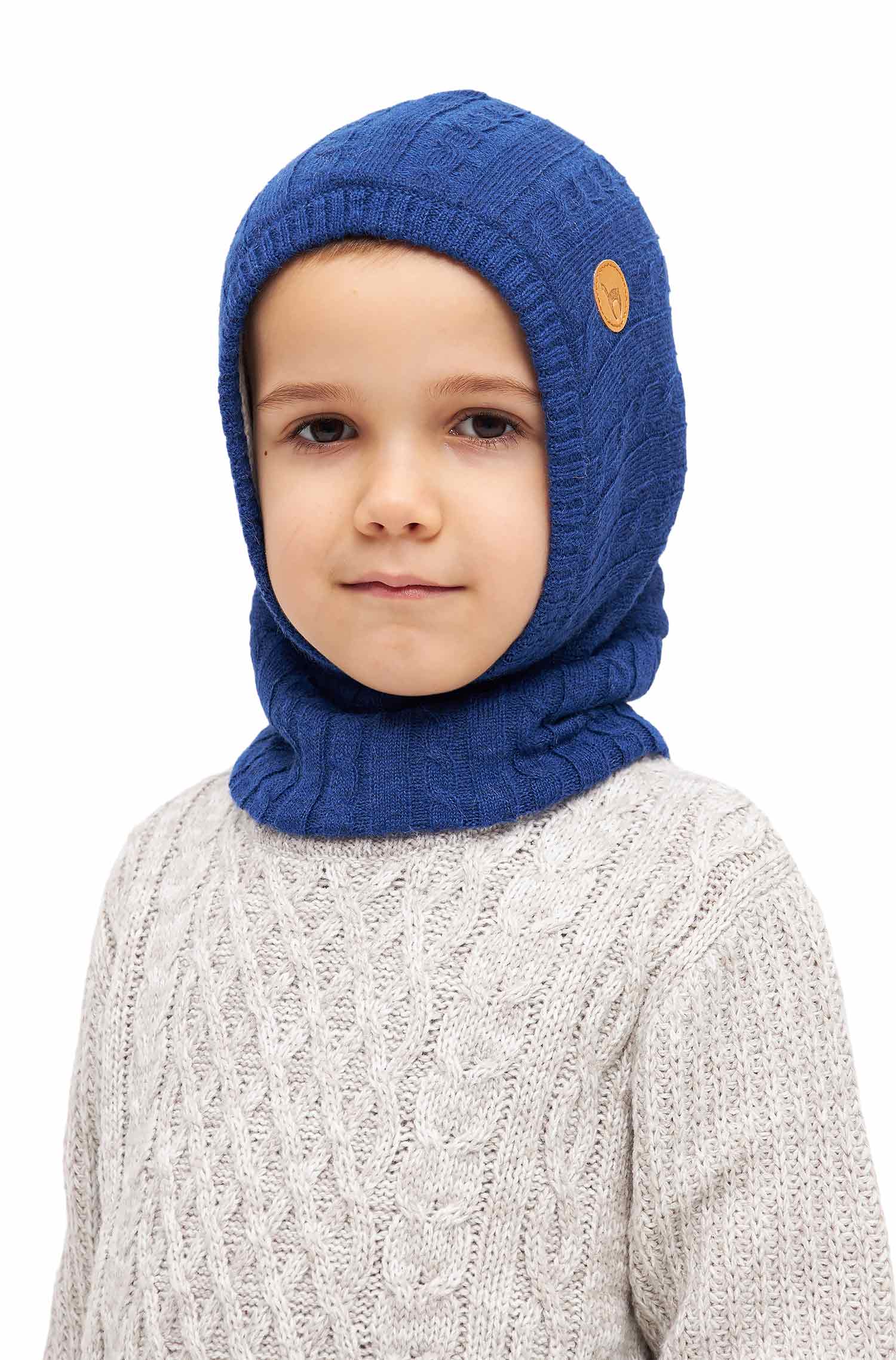 Schlupf-Mütze LANI Kinder Ringschal mit Kapuze-blau