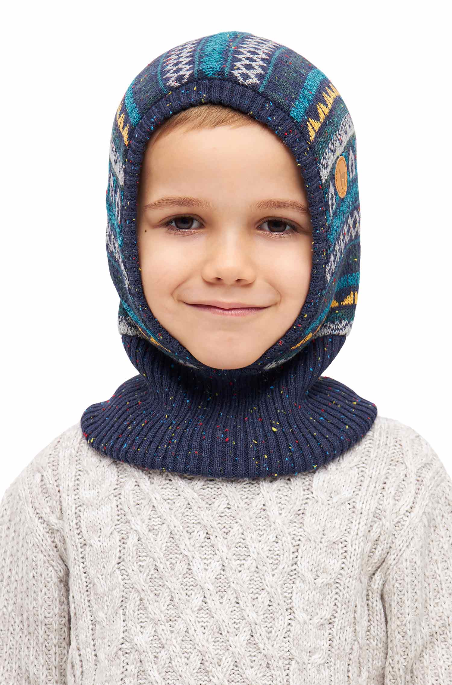 Alpaka Schlupfmütze MONITO aus Baby Alpaka und Pima Baumwolle-blau